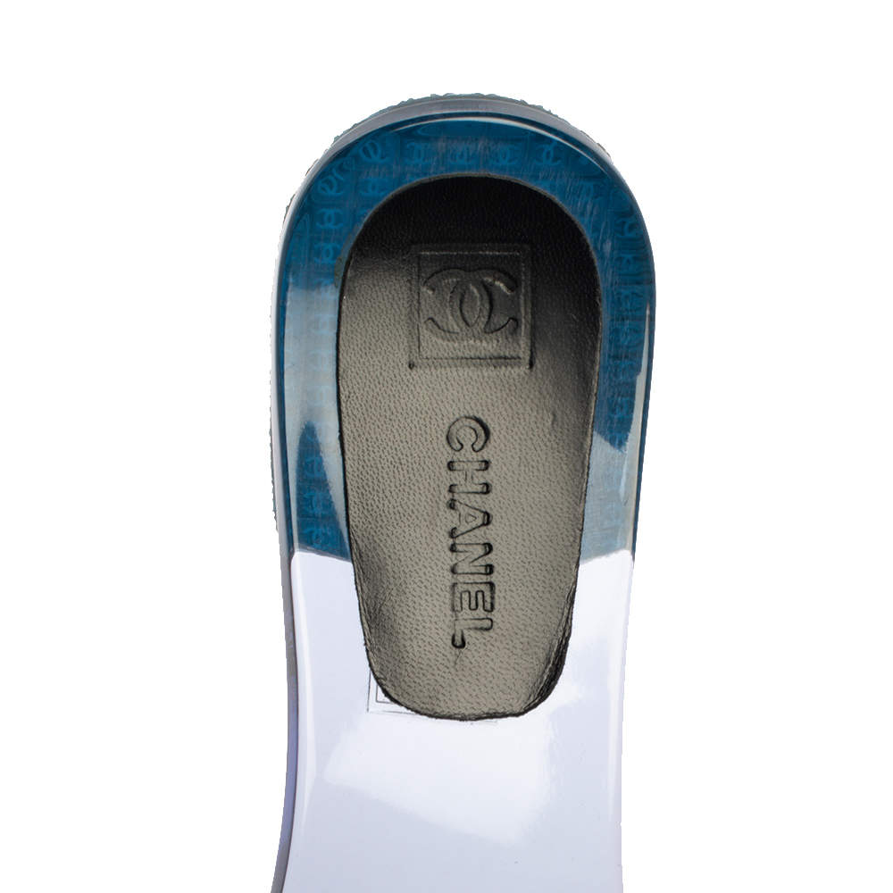 chanel blue jelly slides