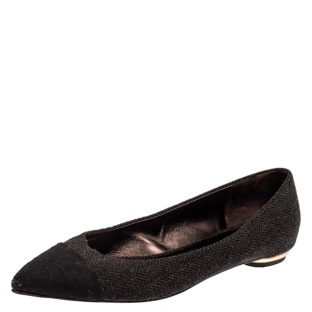 chanel tweed ballet flats