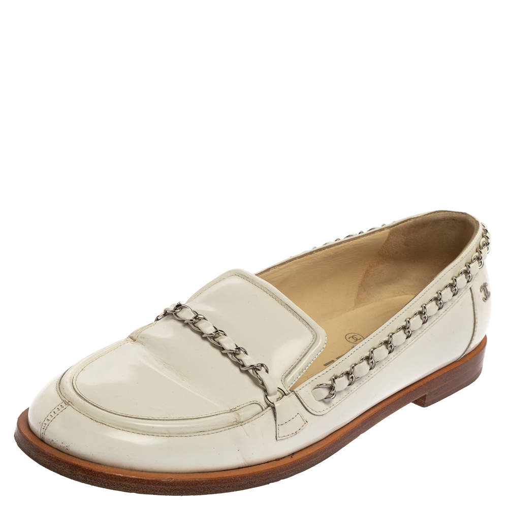 chanel white loafer