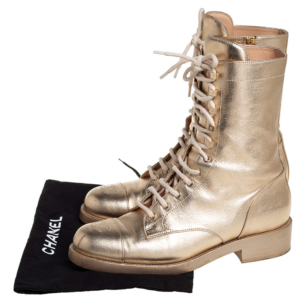 Chanel gold boots on sale 219