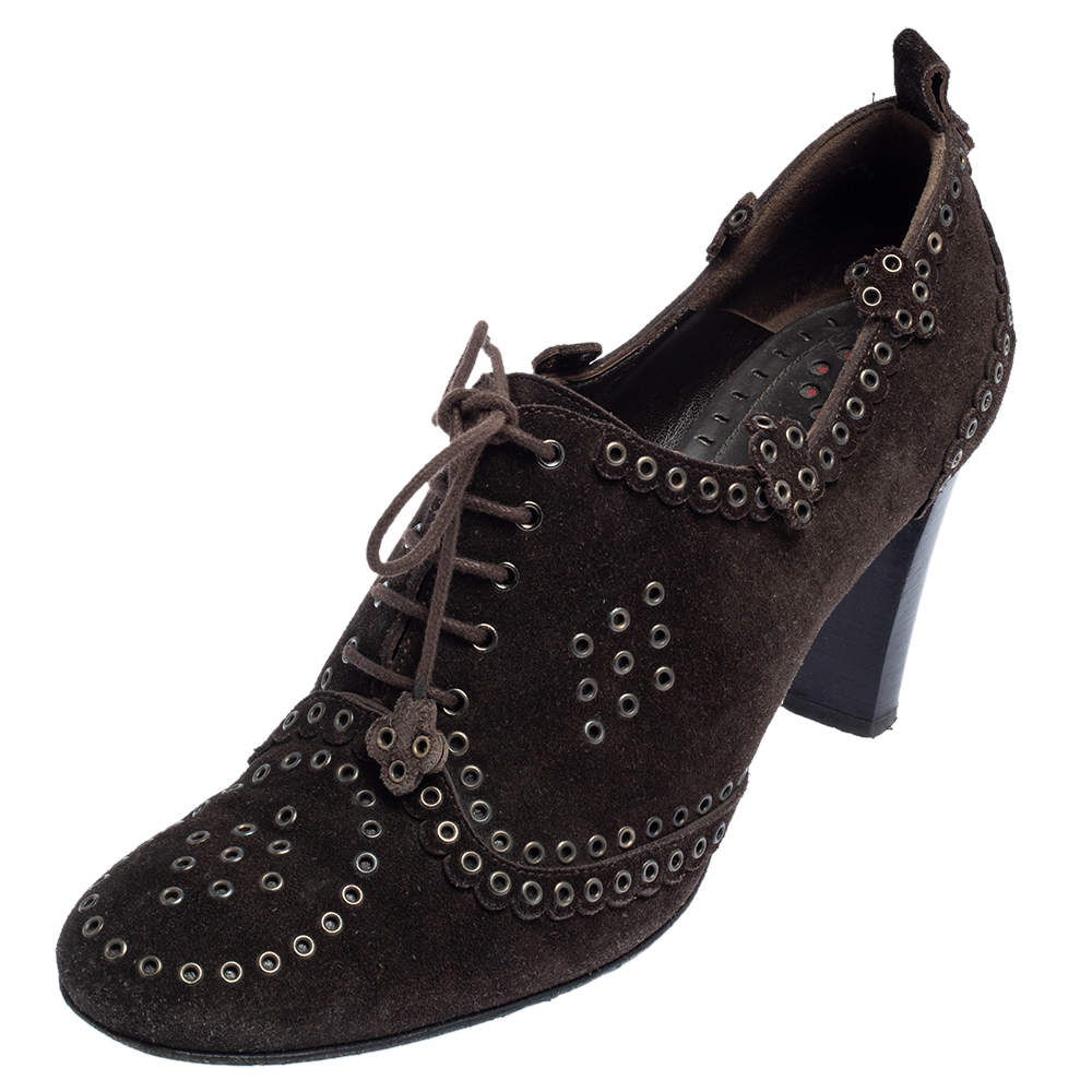 Chanel Brown Suede Rivet Booties Size 41