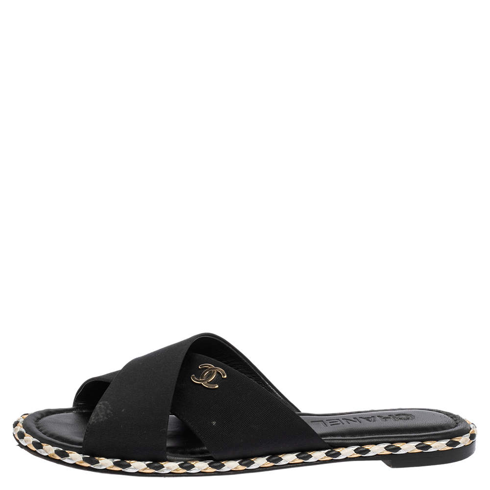 chanel criss cross slides