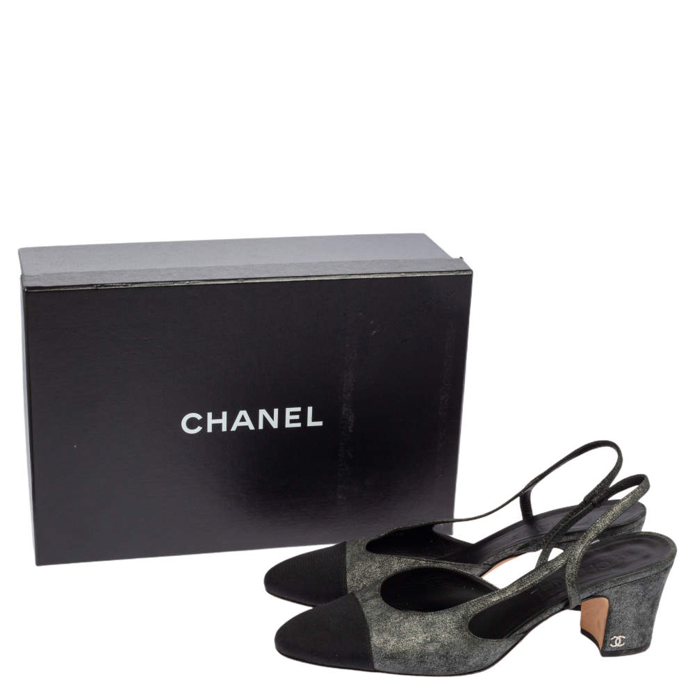 Chanel Black Leather CC Cap Toe Lace Up Platform Ankle Boots