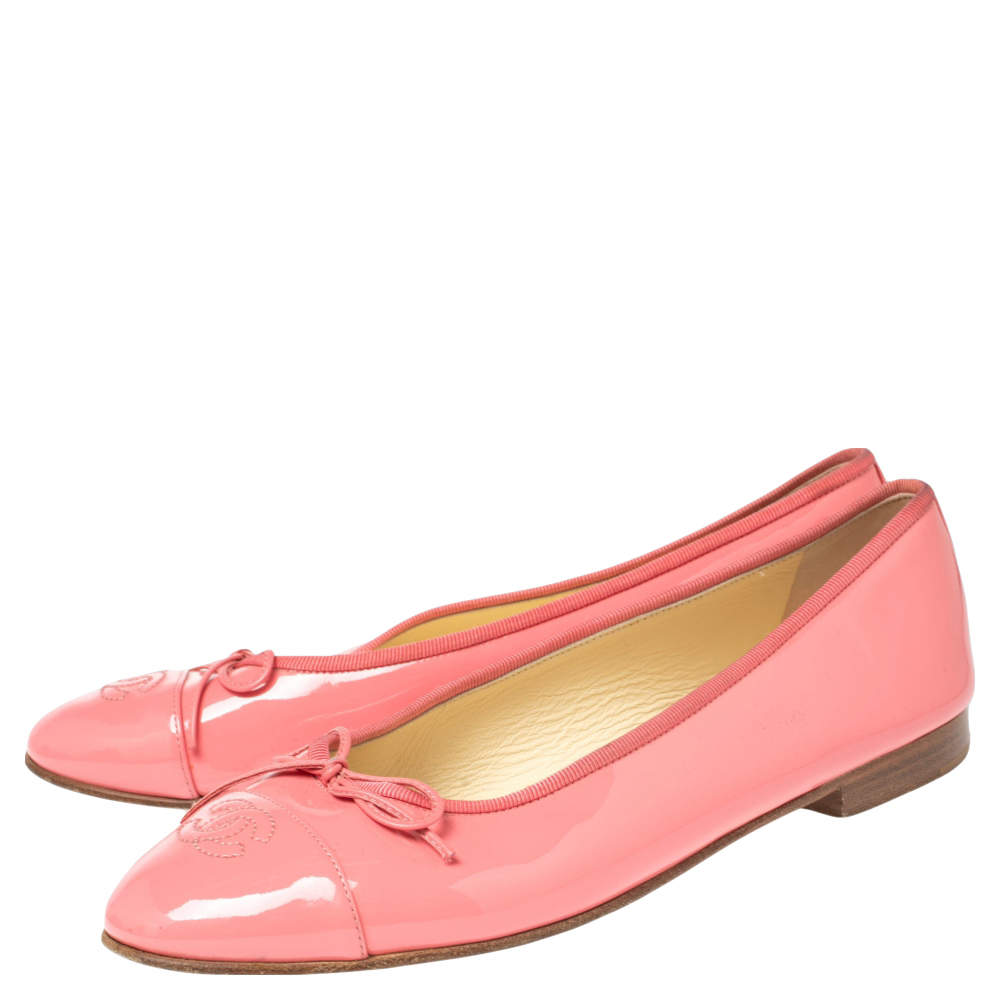 Chanel Pink Patent Leather CC Bow Ballet Flats Size 40 Chanel | TLC