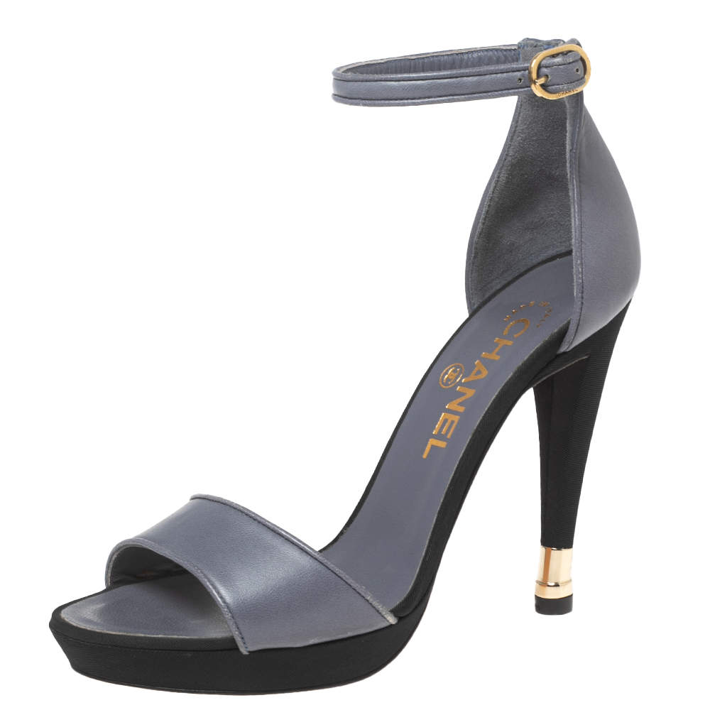 Chanel Lavender Leather Ankle-Strap Sandals Size 36