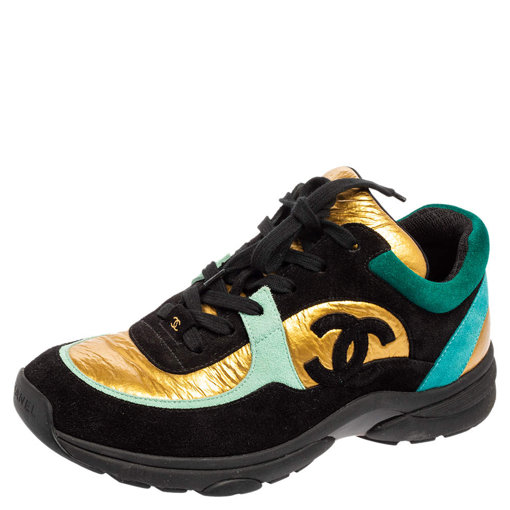 مملوكة مسبقًا حذاء رياضي شانيل سي سي قماش سويدي متعدد الألوان مقاس 40