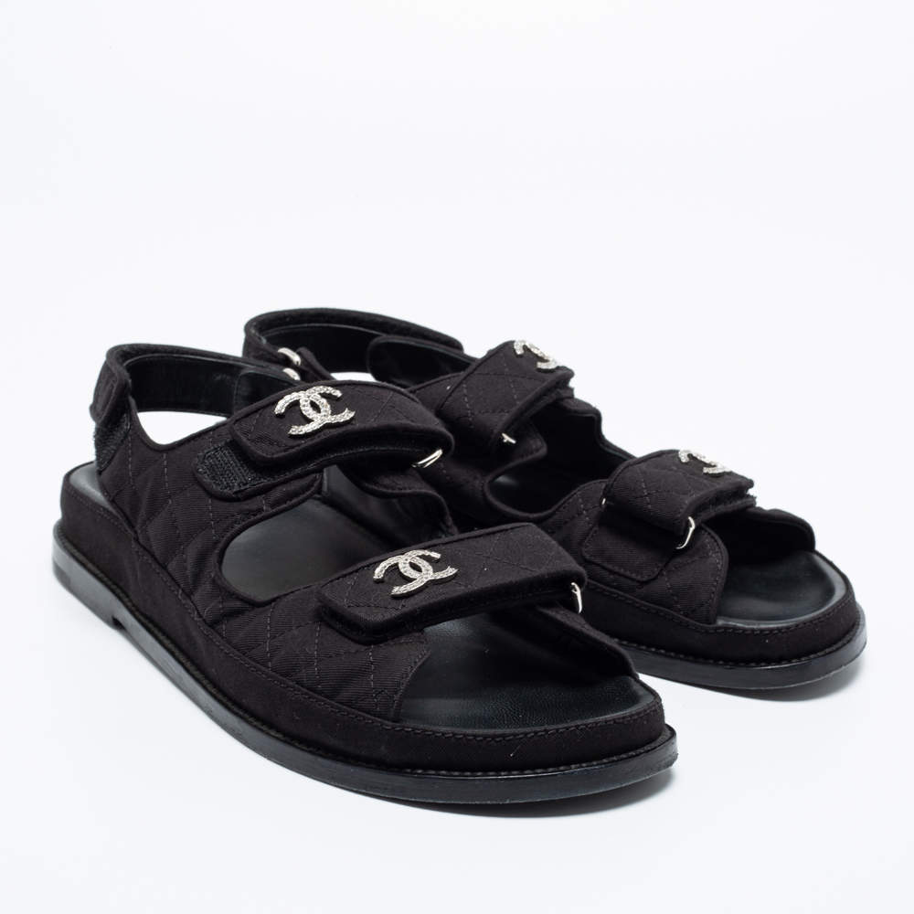 Chanel black 2020 collection velcro dad beach discount sandals