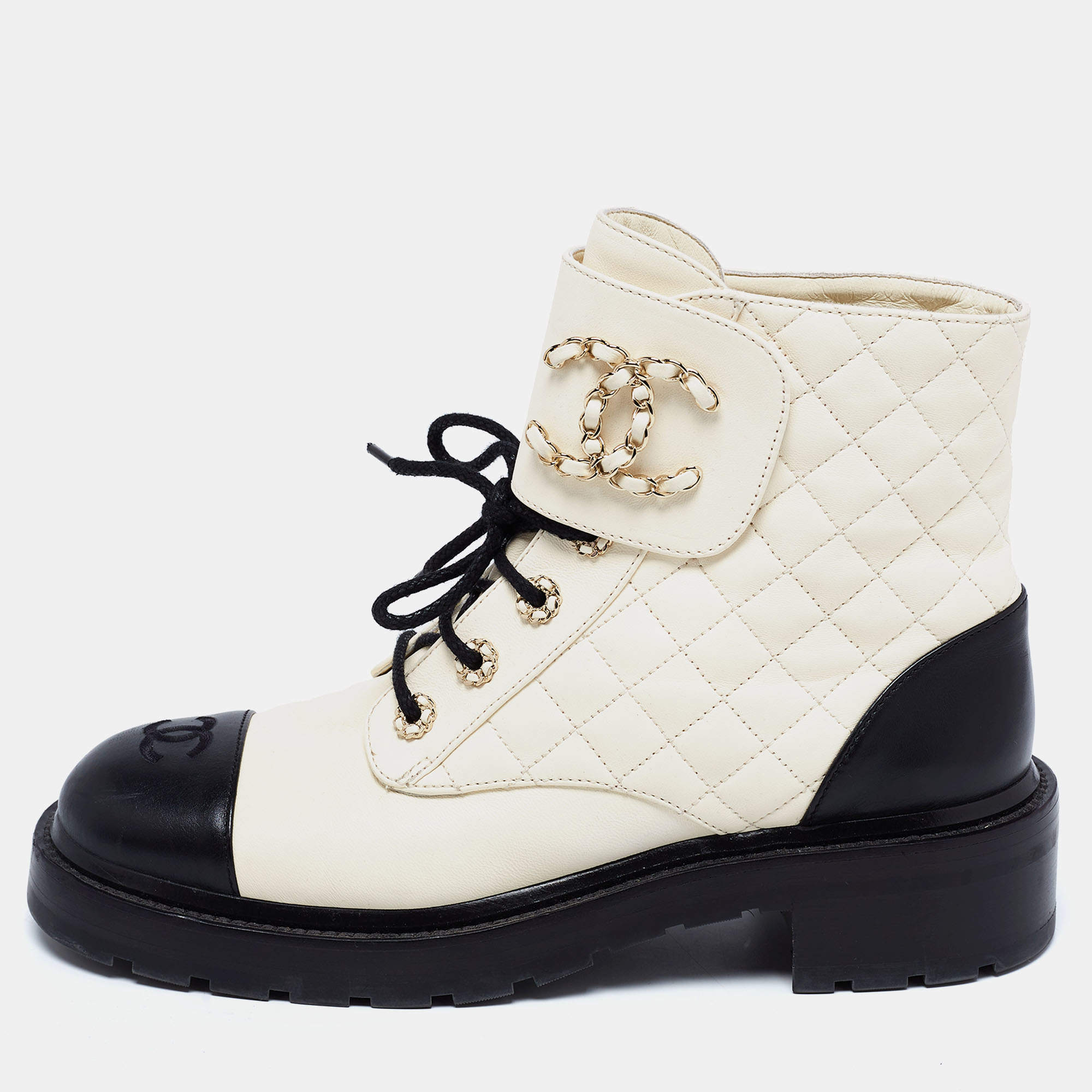 Chanel Canvas Lace-Up Boots It 39 | 9