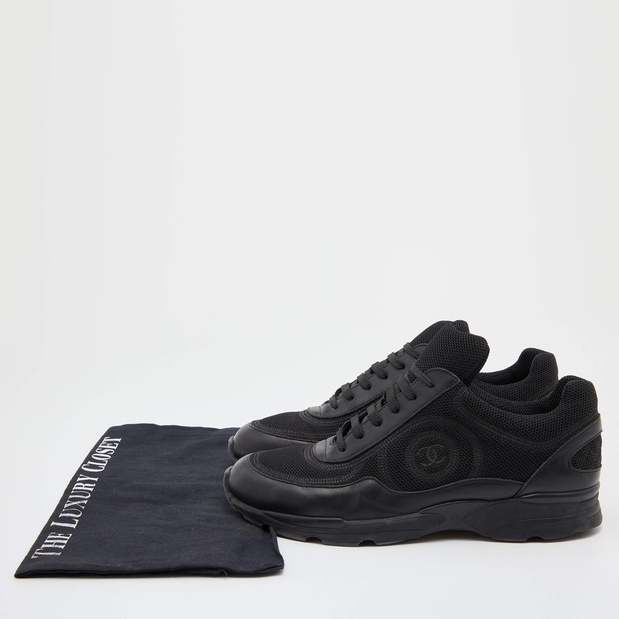 Chanel Black CC Lace Up Sneakers 40 – The Closet