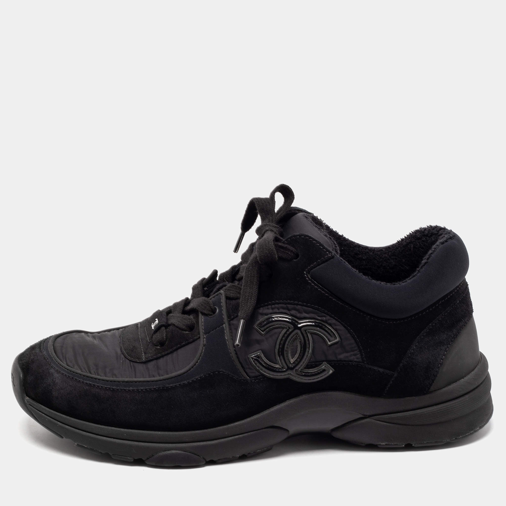 Chanel Black Suede and Nylon CC Sneakers Size 41 Chanel | TLC