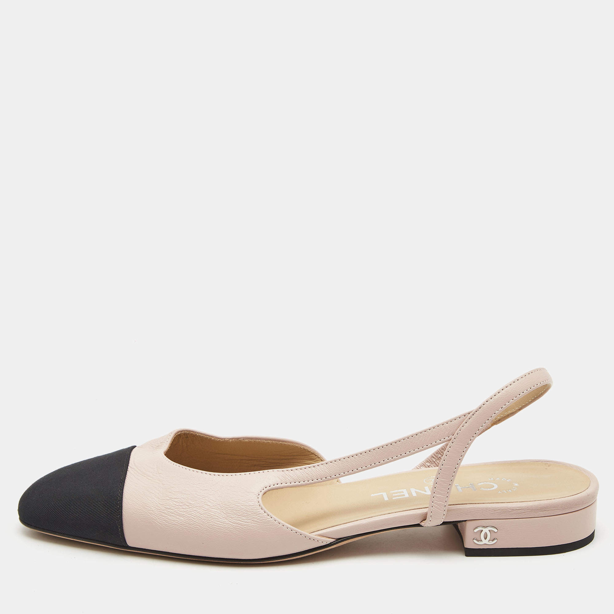 chanel black slingback flats
