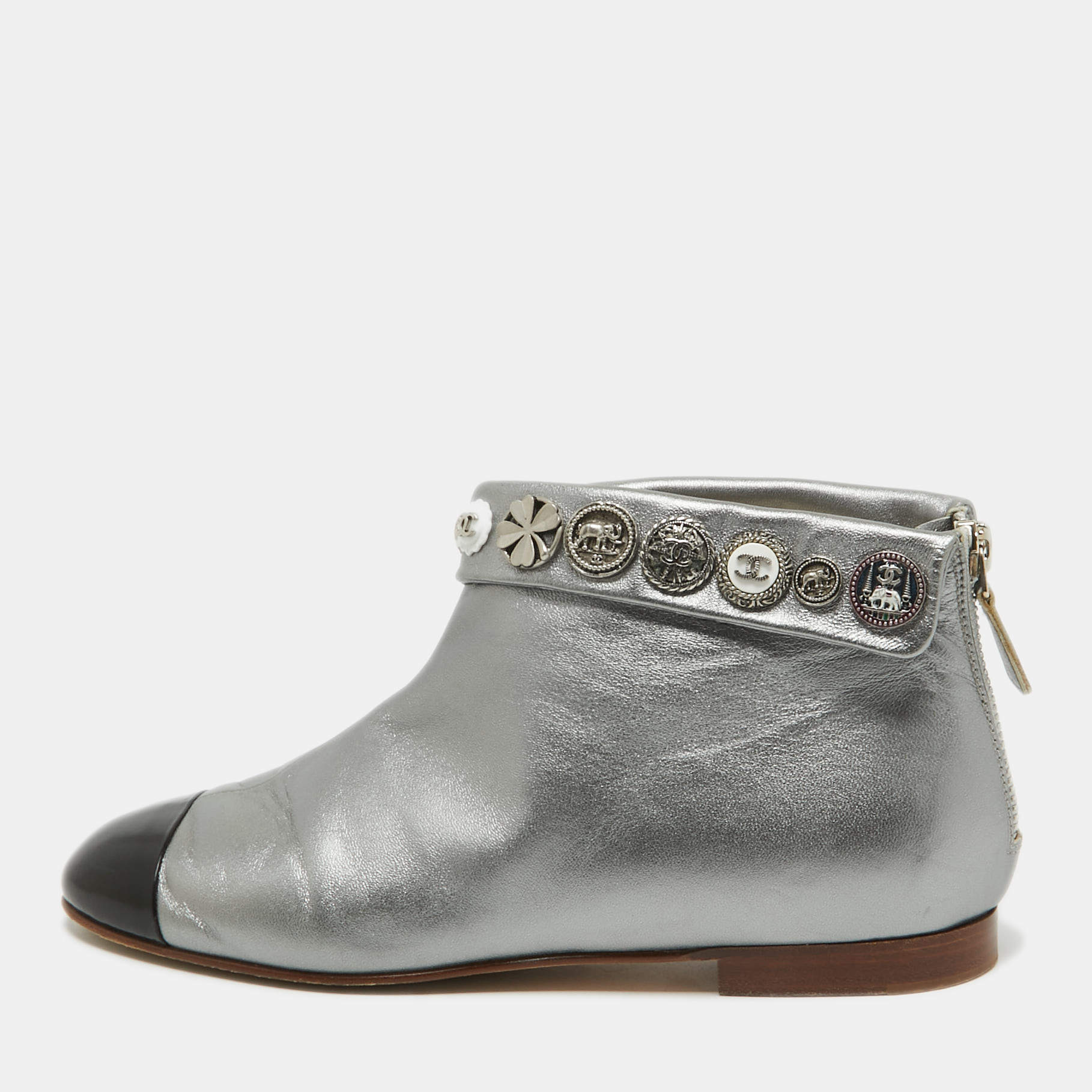 Chanel silver boots hotsell