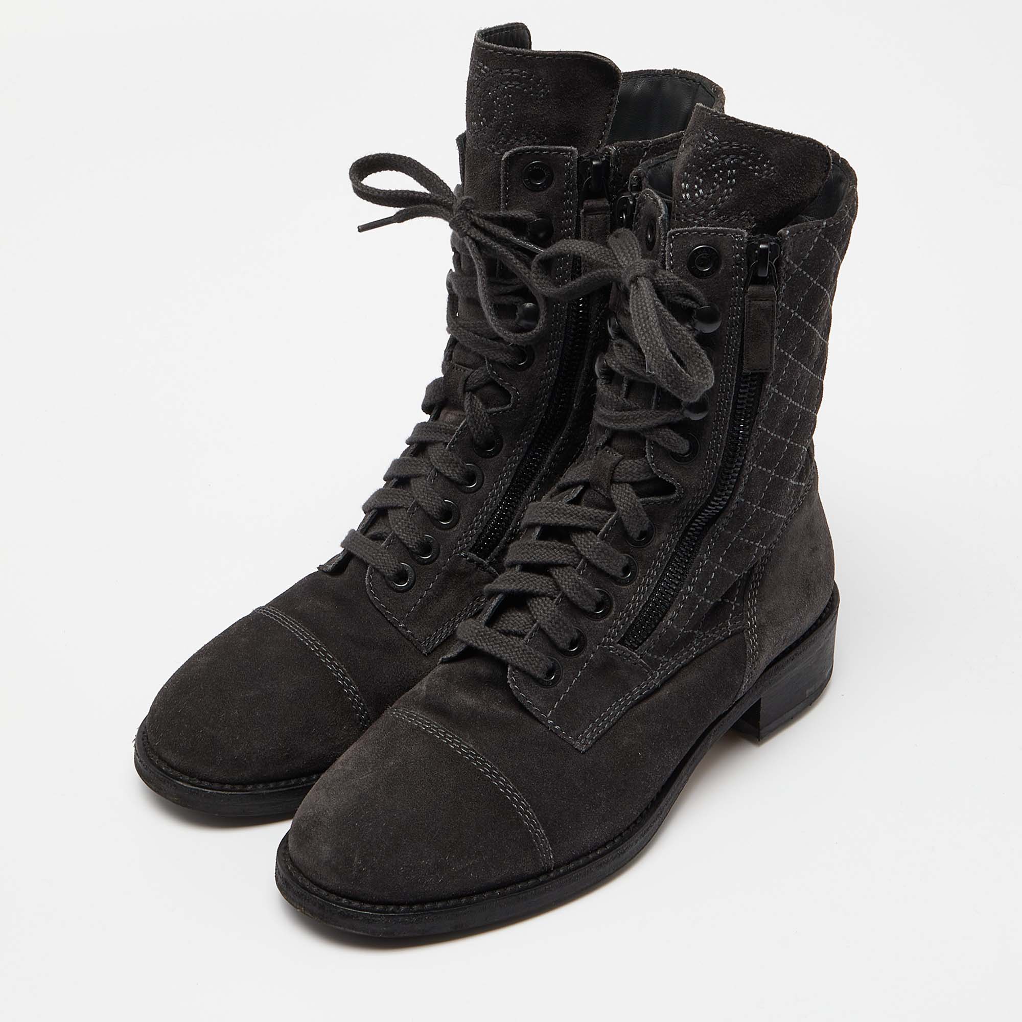 Chanel grey boots online