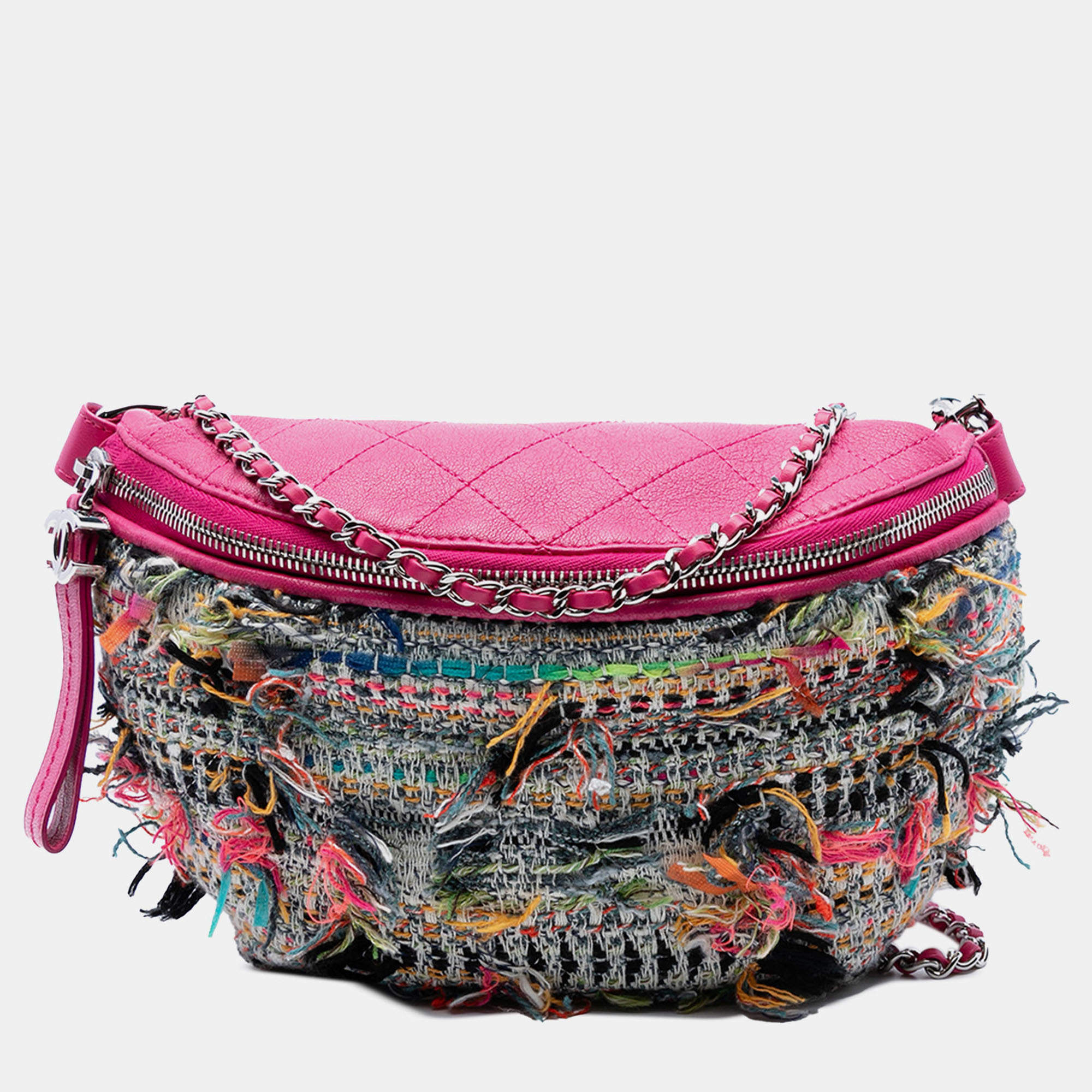 Pre Owned Chanel Tweed and Stitched Calfskin Gabrielle Waist Bag