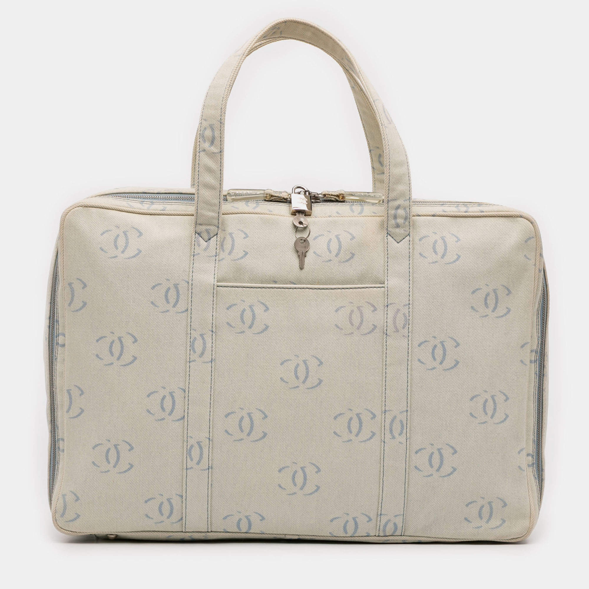 Pre Owned Chanel Blue CC Denim Travel Bag