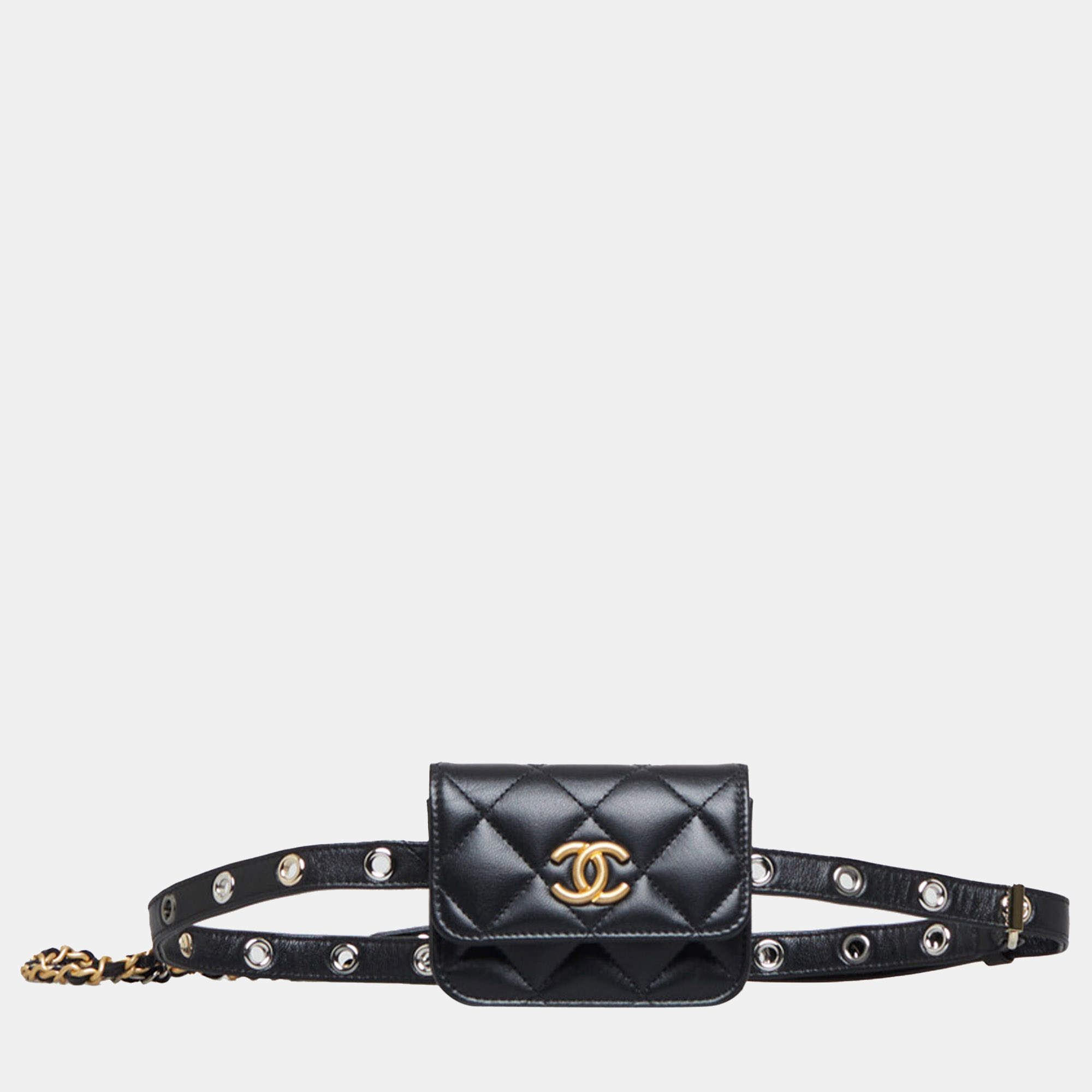 Chanel Black Mini Lambskin Punk Chain Belt Bag Chanel