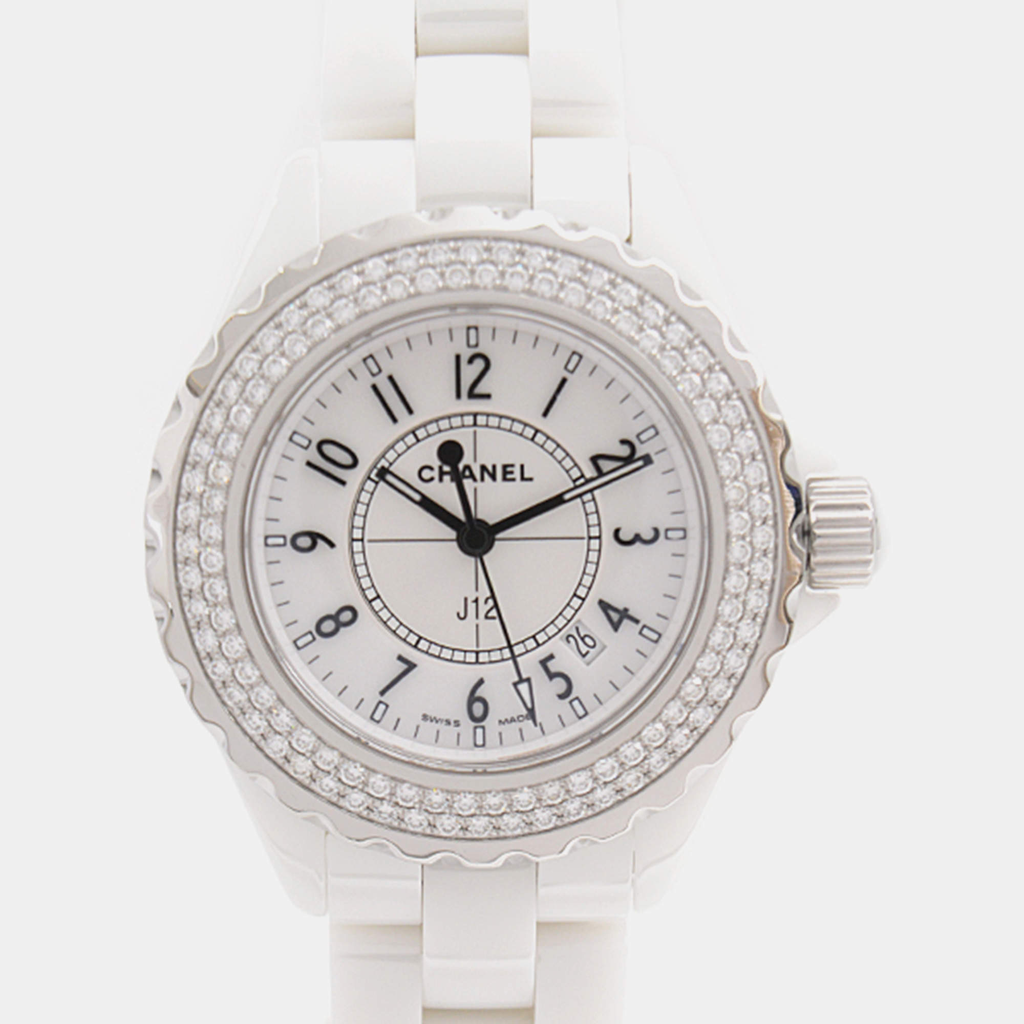 Chanel White Ceramic J12 H0967 Automatic Women's Wristwatch 33 mm