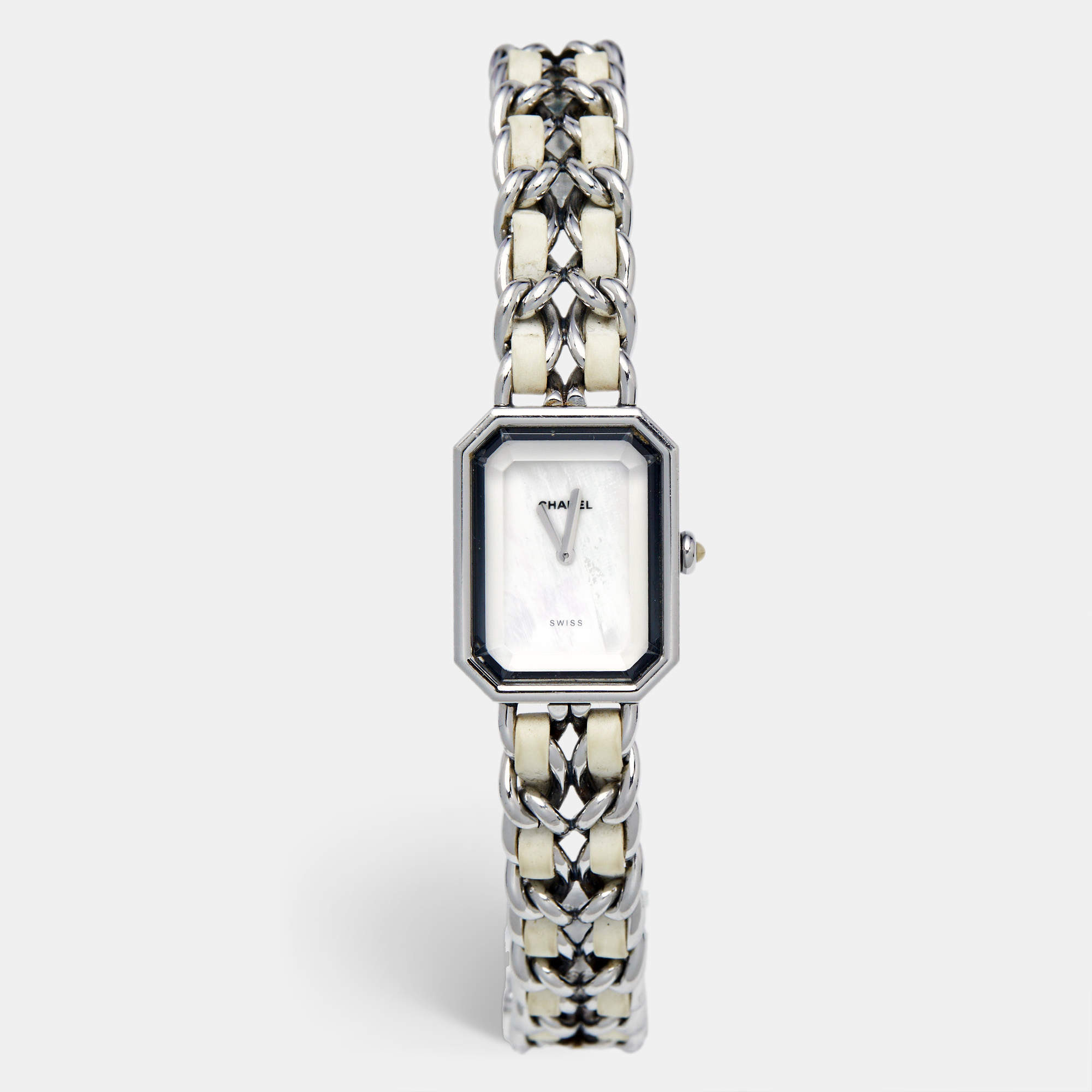 Chanel Mother of Pearl Stainless Steel Leather Premiere H1639 Women's Wristwatch 20mm 