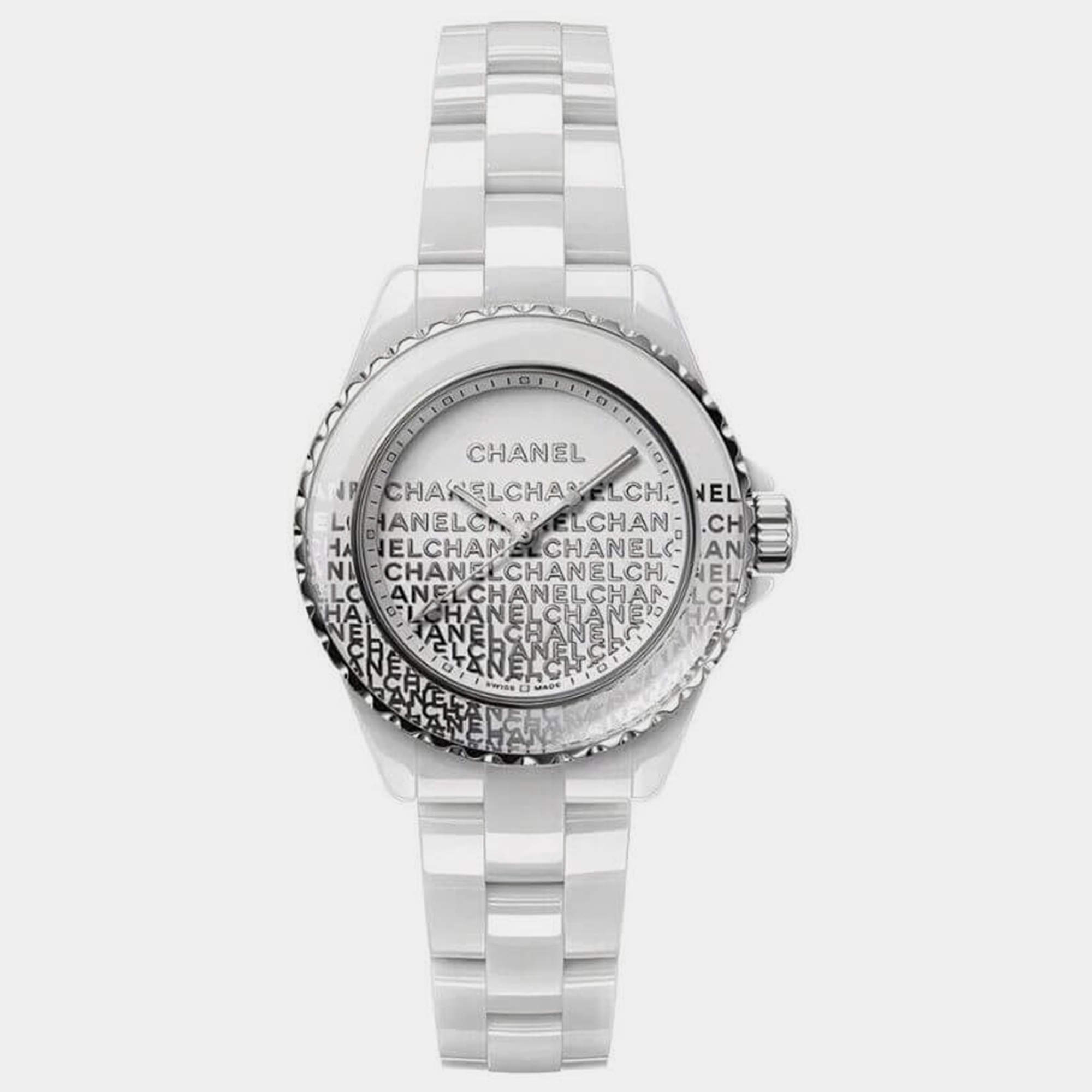 Chanel White Ceramic J12 H7419 Quartz Women's Wristwatch 33 mm