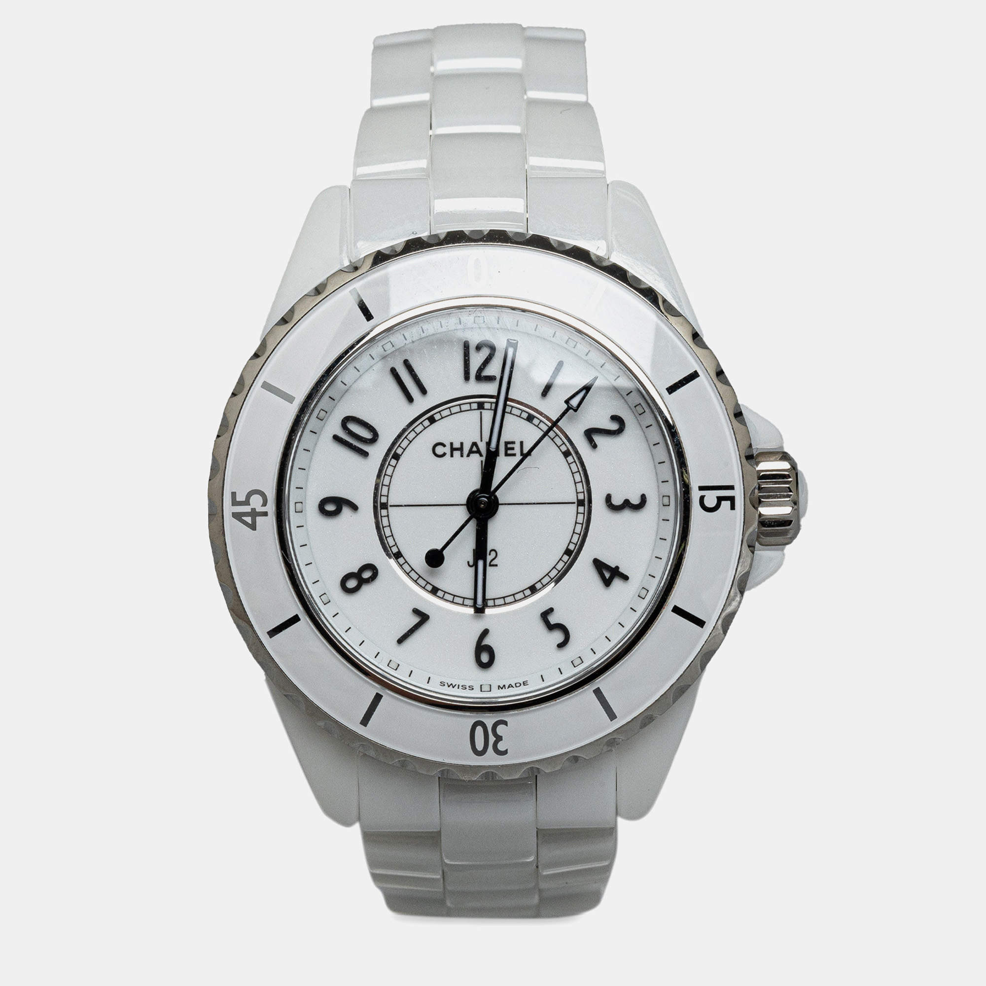 Chanel White Ceramic J12 Women's Wristwatch 38 mm