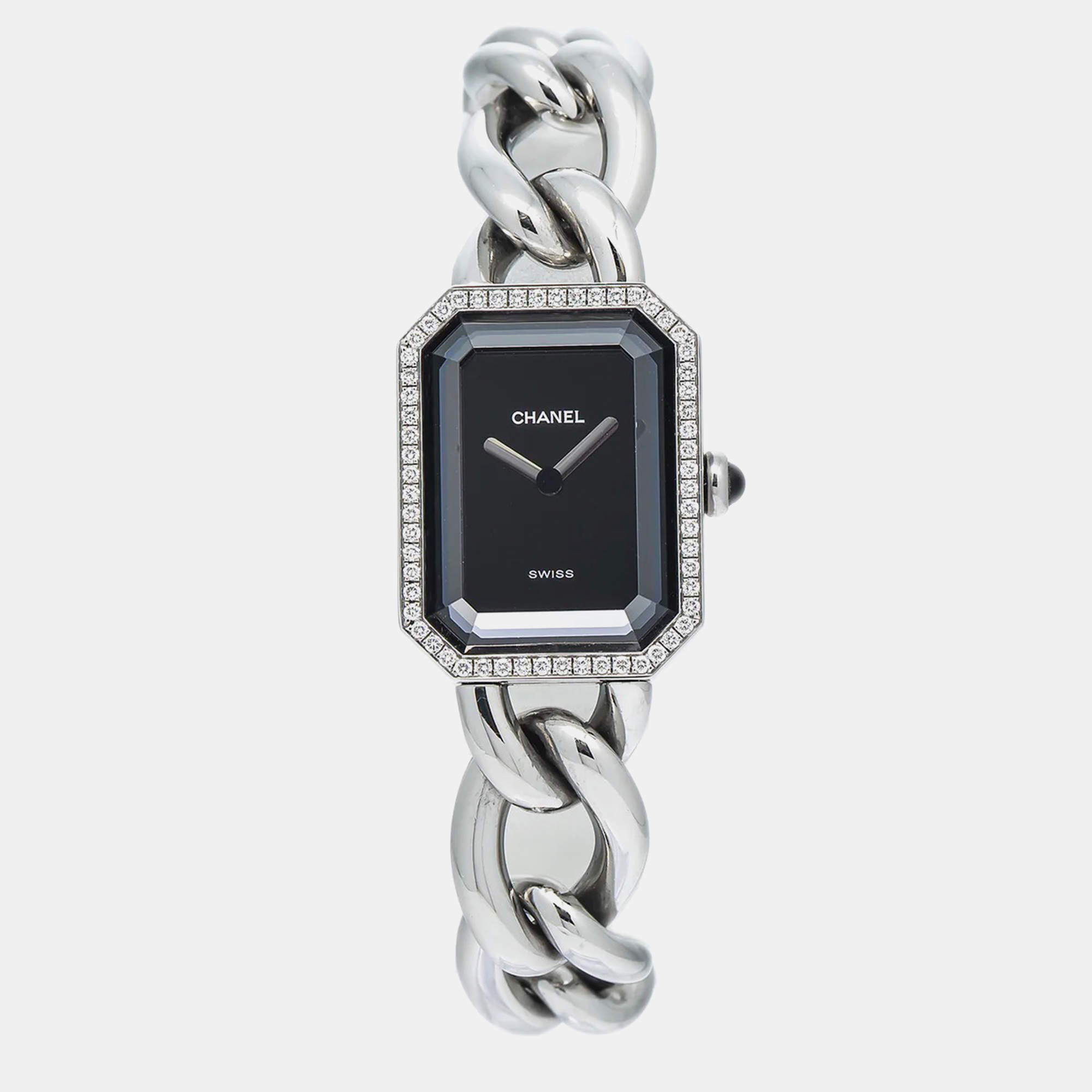 Chanel Black Stainless Steel Premiere H7021 Quartz Women's Wristwatch 20mm