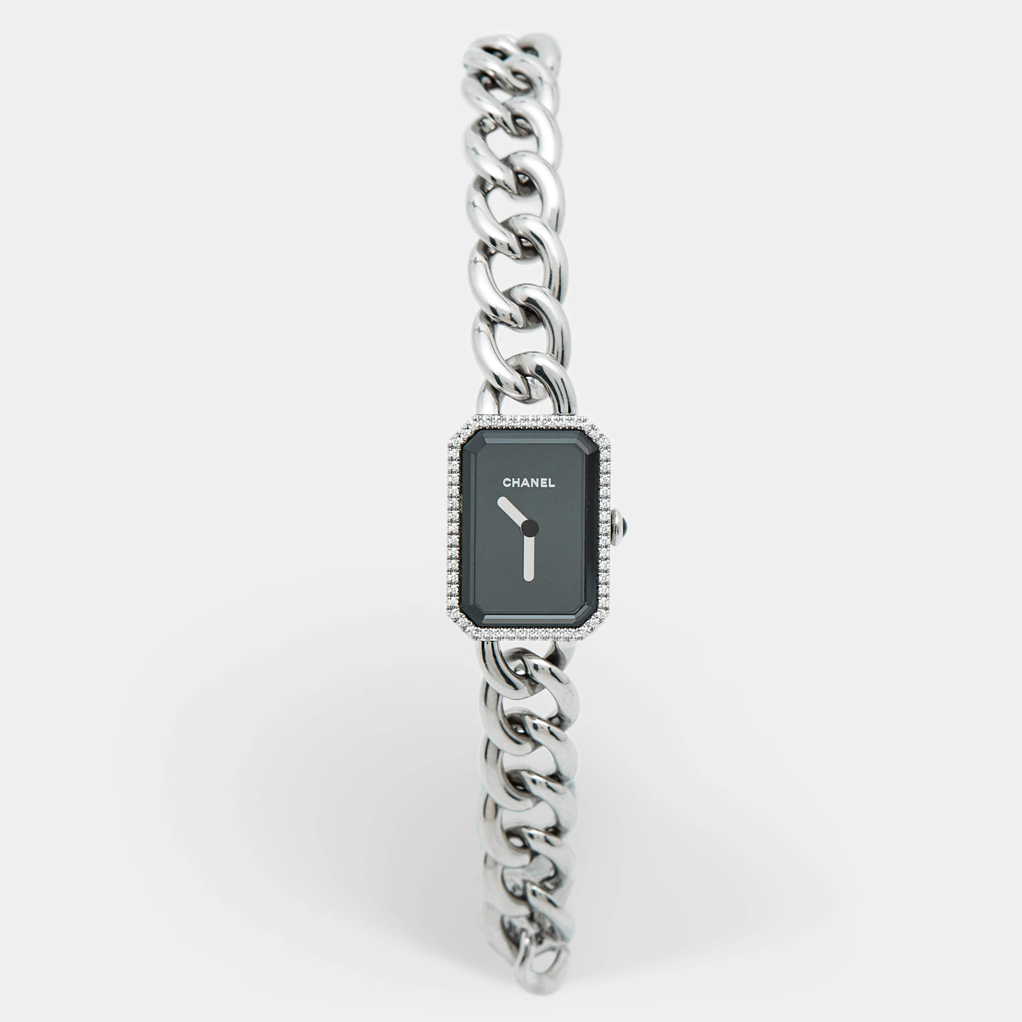 Pre Owned Chanel Black Stainless Steel Diamond Premiere H3252 Women's Wristwatch 15.80 mm