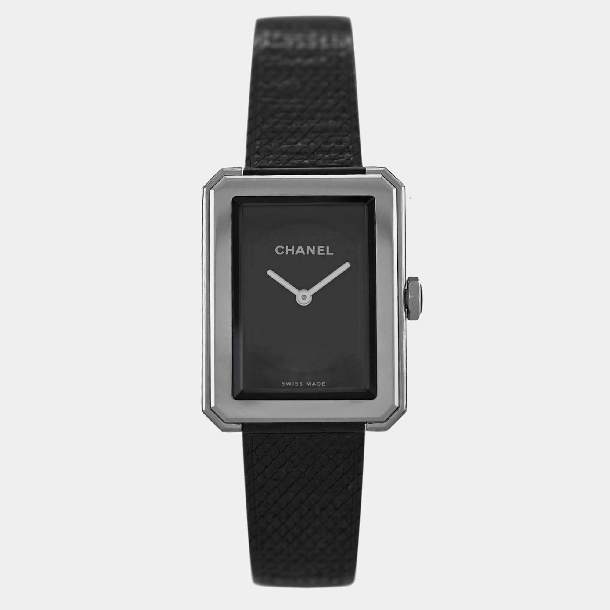 Pre Owned Chanel Boy Friend H5317 Quartz Black Stainless Steel Women’s Wristwatch 22 mm