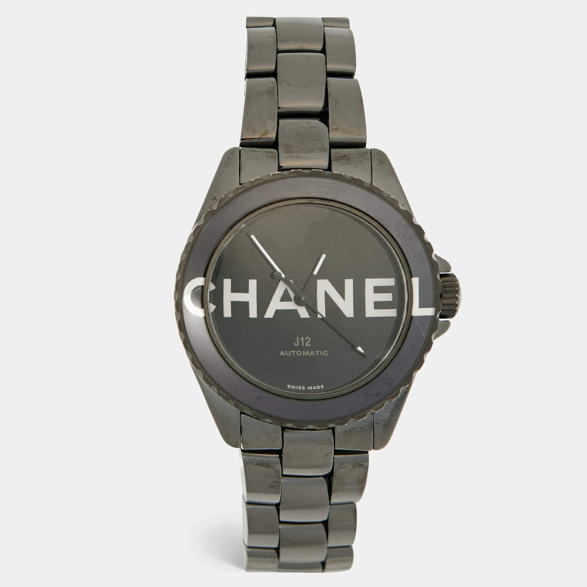 Pre Owned Chanel Black Ceramic Stainless Steel J12 Wanted De Chanel H7418 Women's Wristwatch 38 mm