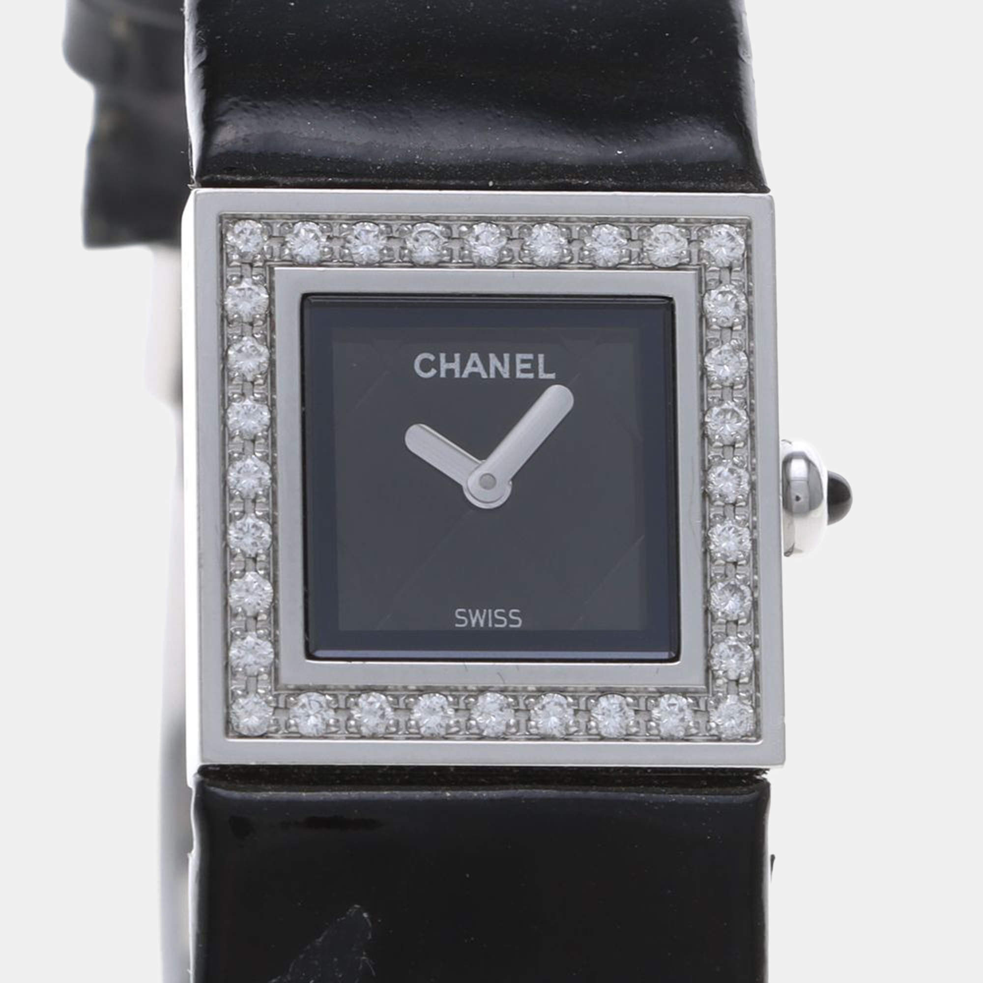 Pre Owned Chanel Matelasse Diamond Quartz Stainless Steel Women's Wristwatch 19 mm