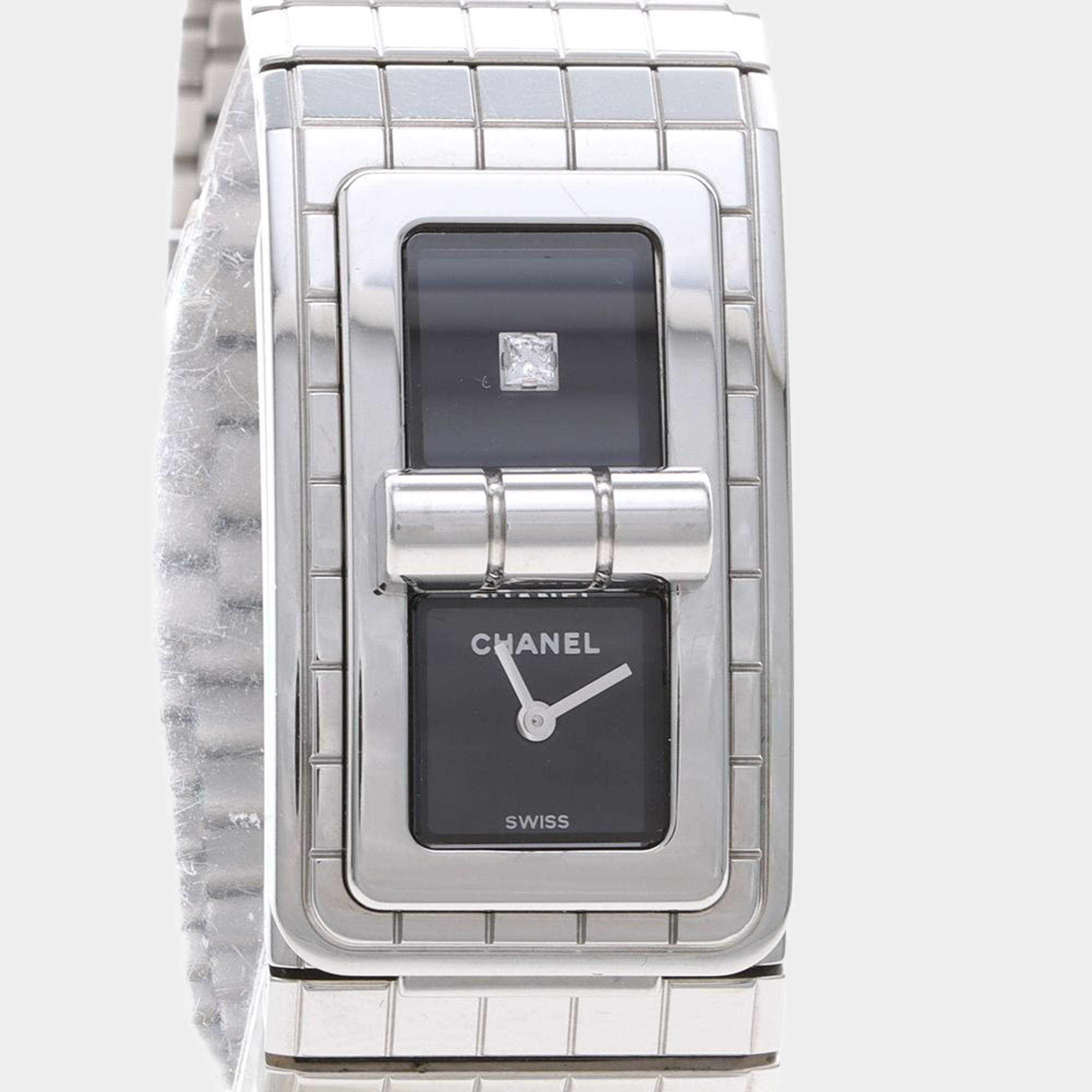 مملوكة مسبقًا Chanel Code Coco Diamond Quartz Stainless Steel Women's Wristwatch 22 mm