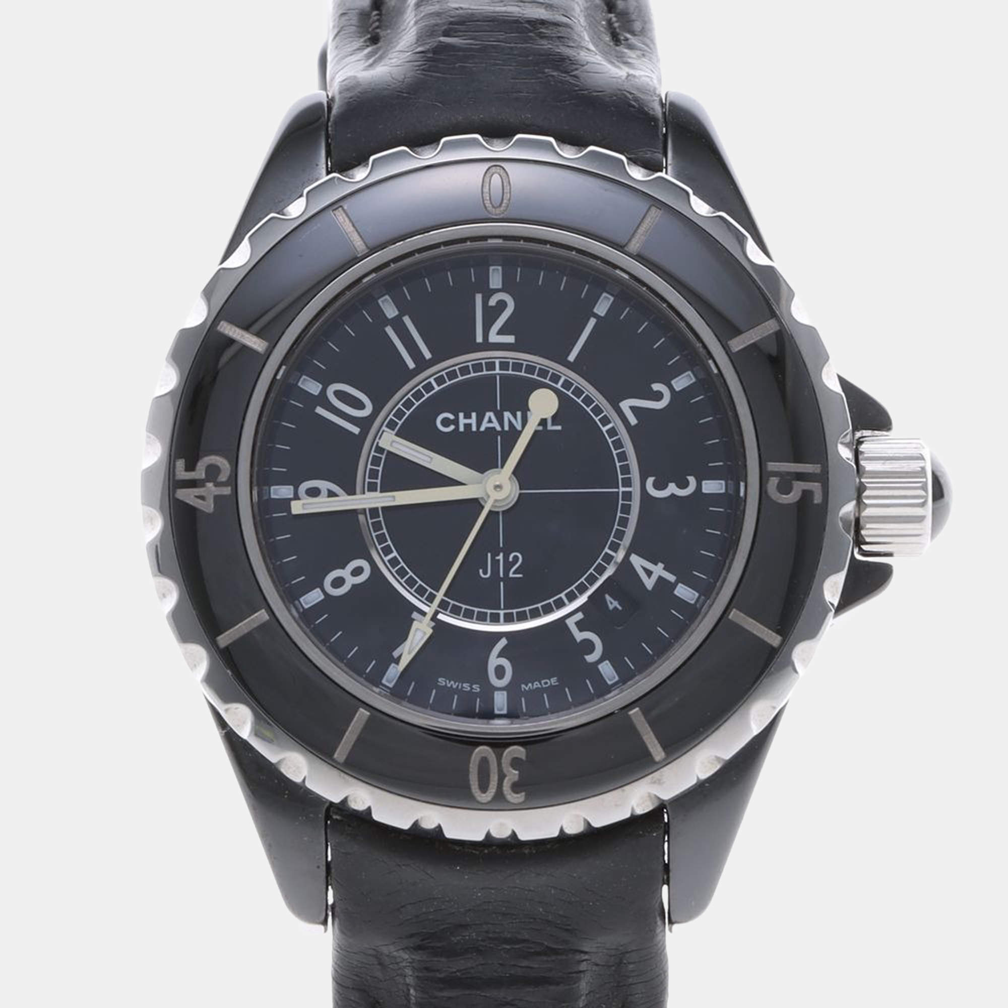 Pre Owned Chanel J12 Quartz Ceramic Stainless Steel Women's Wristwatch 34 mm