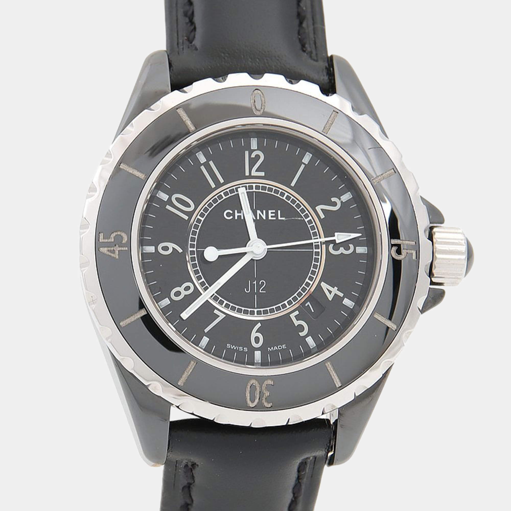 مملوكة مسبقًا Chanel J12 Quartz Ceramic Stainless Steel Women's Wristwatch 34 mm