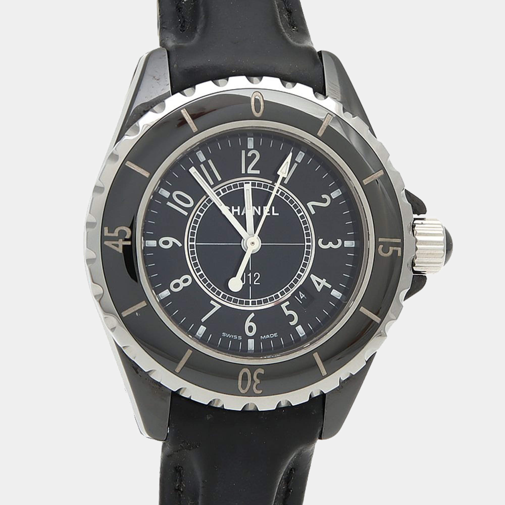 مملوكة مسبقًا Chanel J12 Quartz Ceramic Stainless Steel Women's Wristwatch 34 mm
