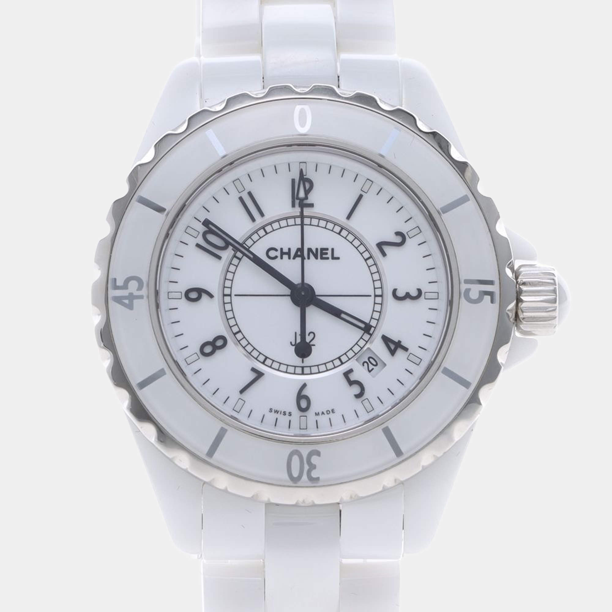 Pre Owned Chanel J12 Quartz Ceramic Stainless Steel Women's Wristwatch 34 mm