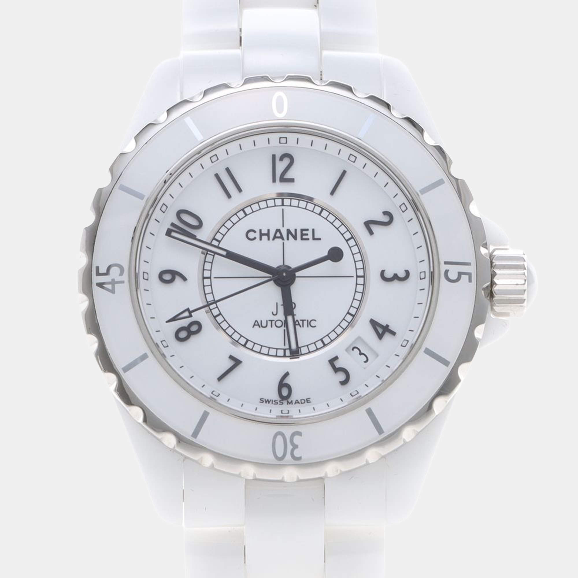 Pre Owned Chanel J12 Automatic Ceramic Stainless Steel Men's Wristwatch 39 mm