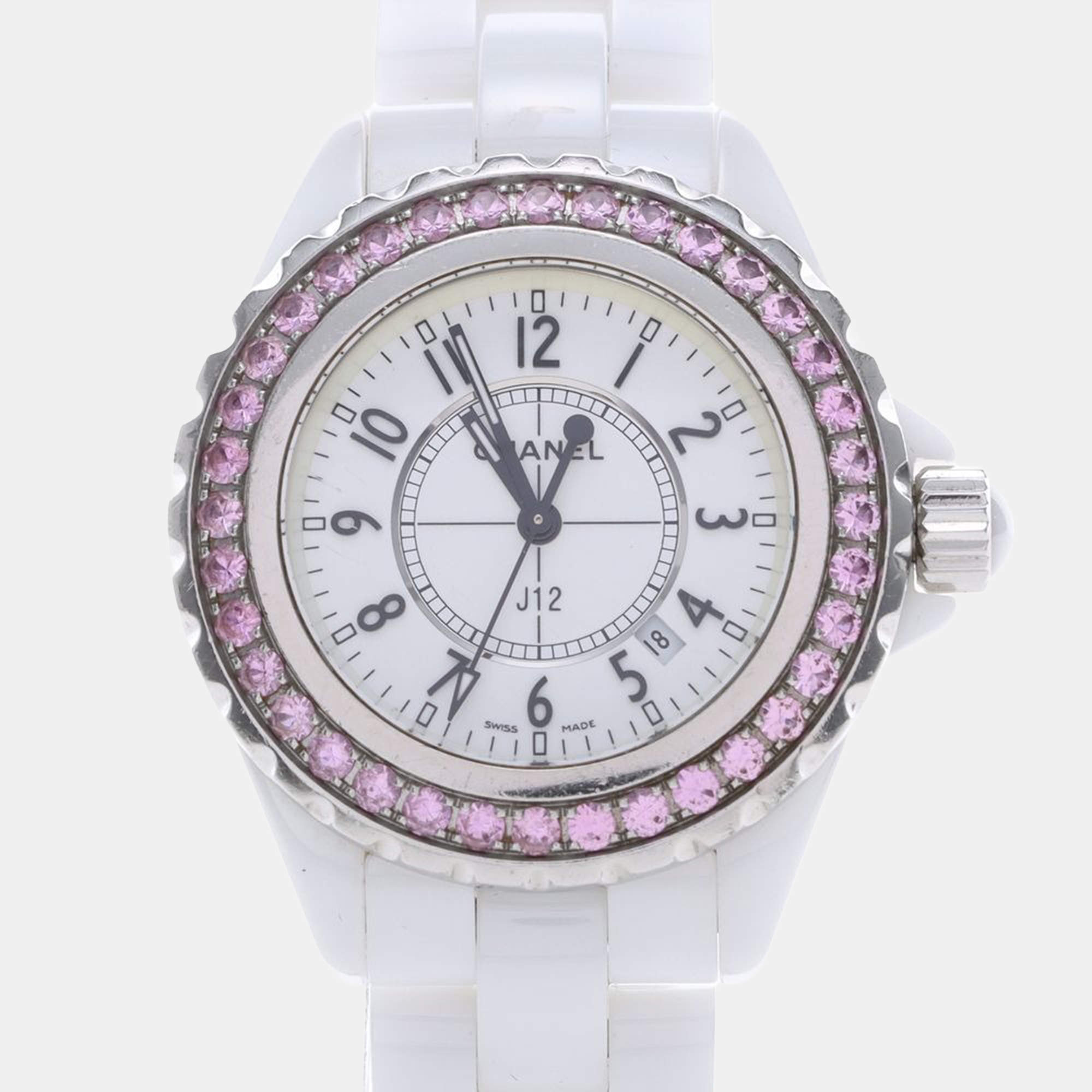 Pre Owned Chanel J12 Quartz Ceramic Stainless Steel Women's Wristwatch 34 mm