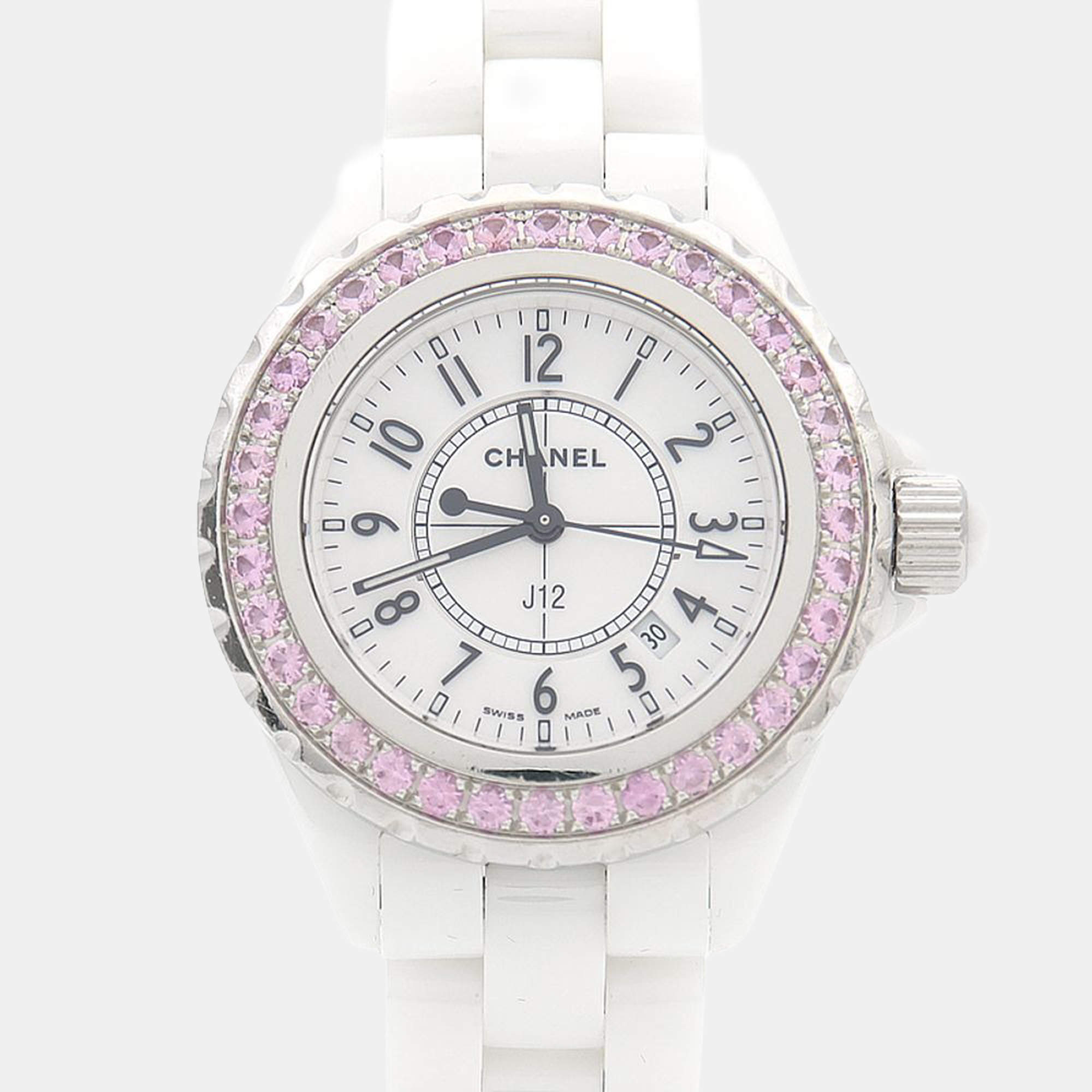 Pre Owned Chanel J12 Quartz Ceramic Stainless Steel Women's Wristwatch 34 mm