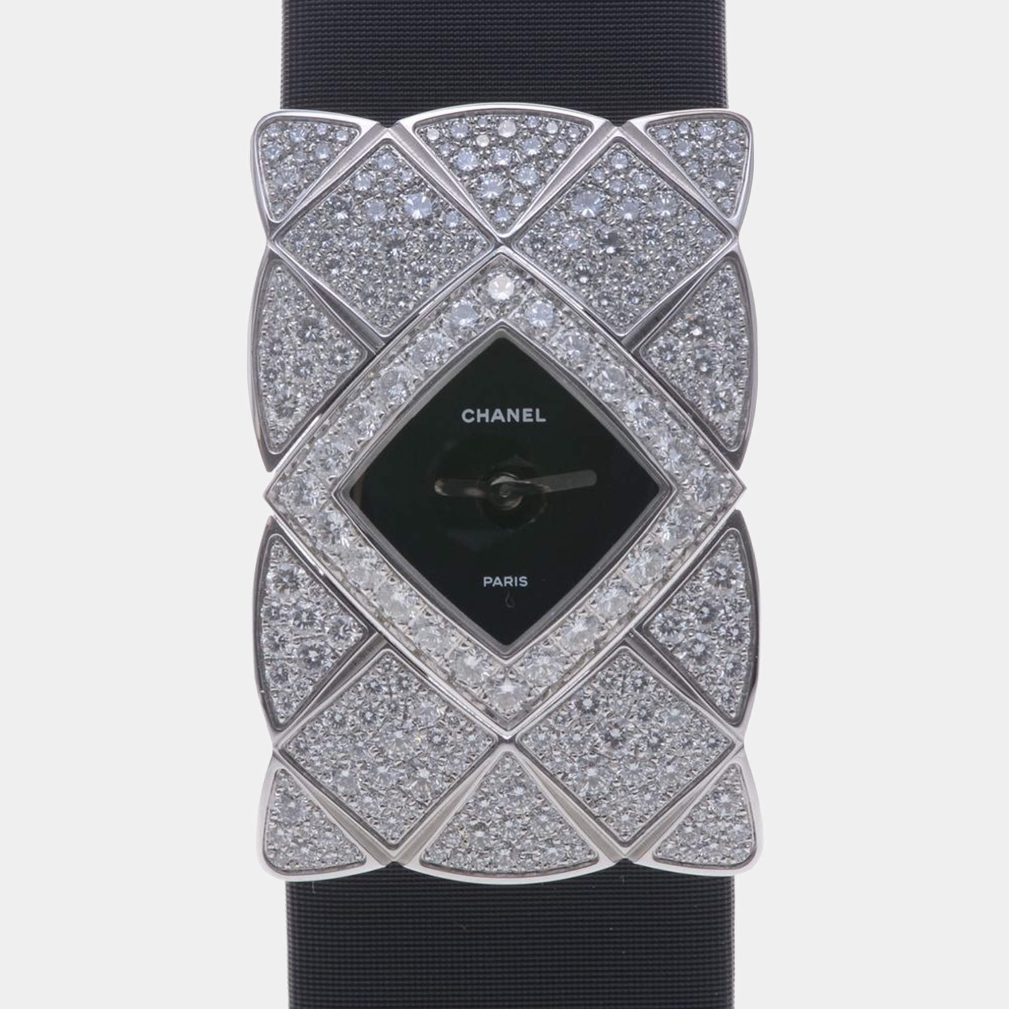 مملوكة مسبقًا Chanel Coco Crush Diamond Quartz White Gold Women's Wristwatch 23 mm
