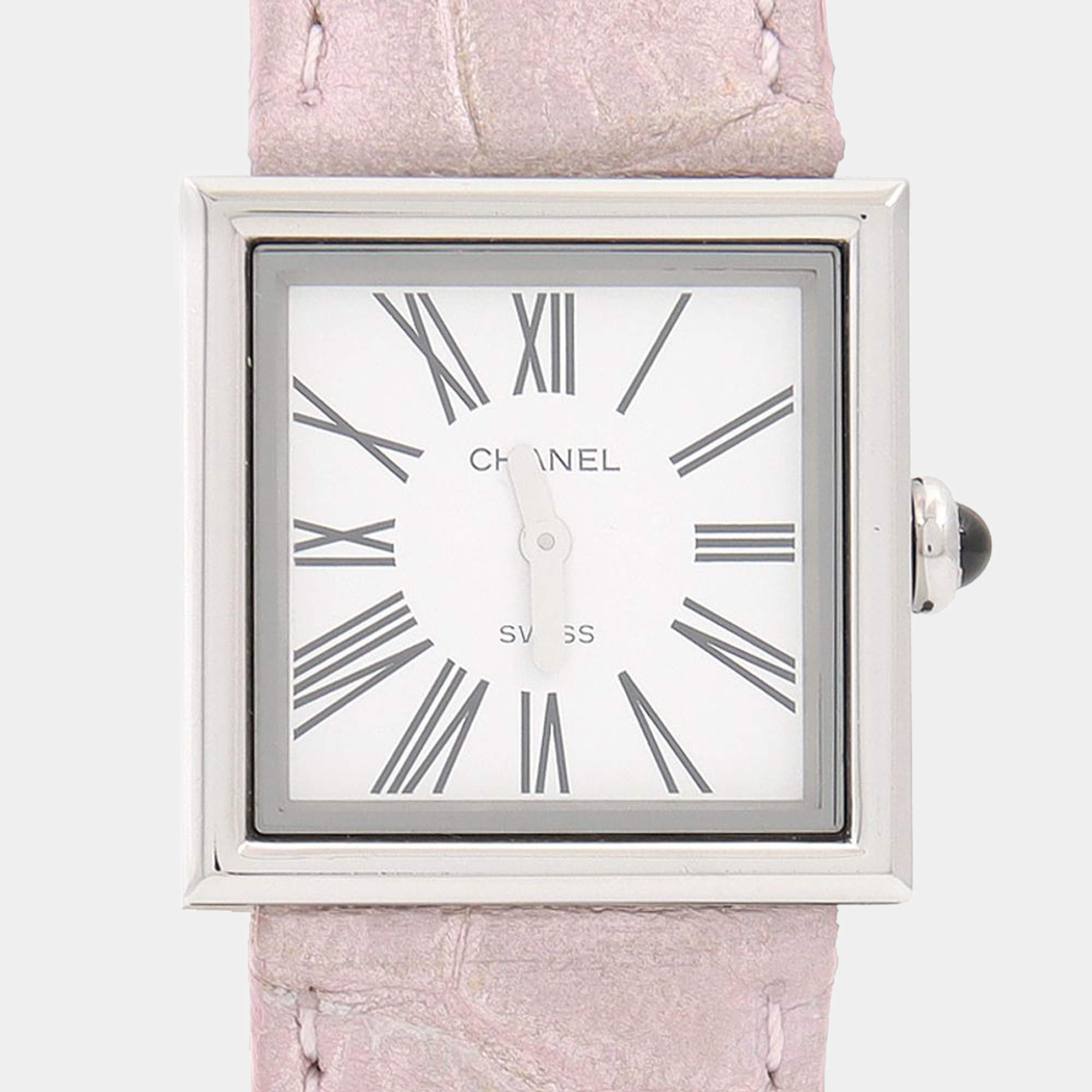 Pre Owned Chanel Mademoiselle H0572 Quartz White Stainless Steel Women's Wristwatch 22.5mm