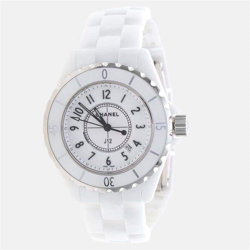 Pre Owned Chanel J12 H0968 Quartz White Ceramic Women's Wristwatch 33mm