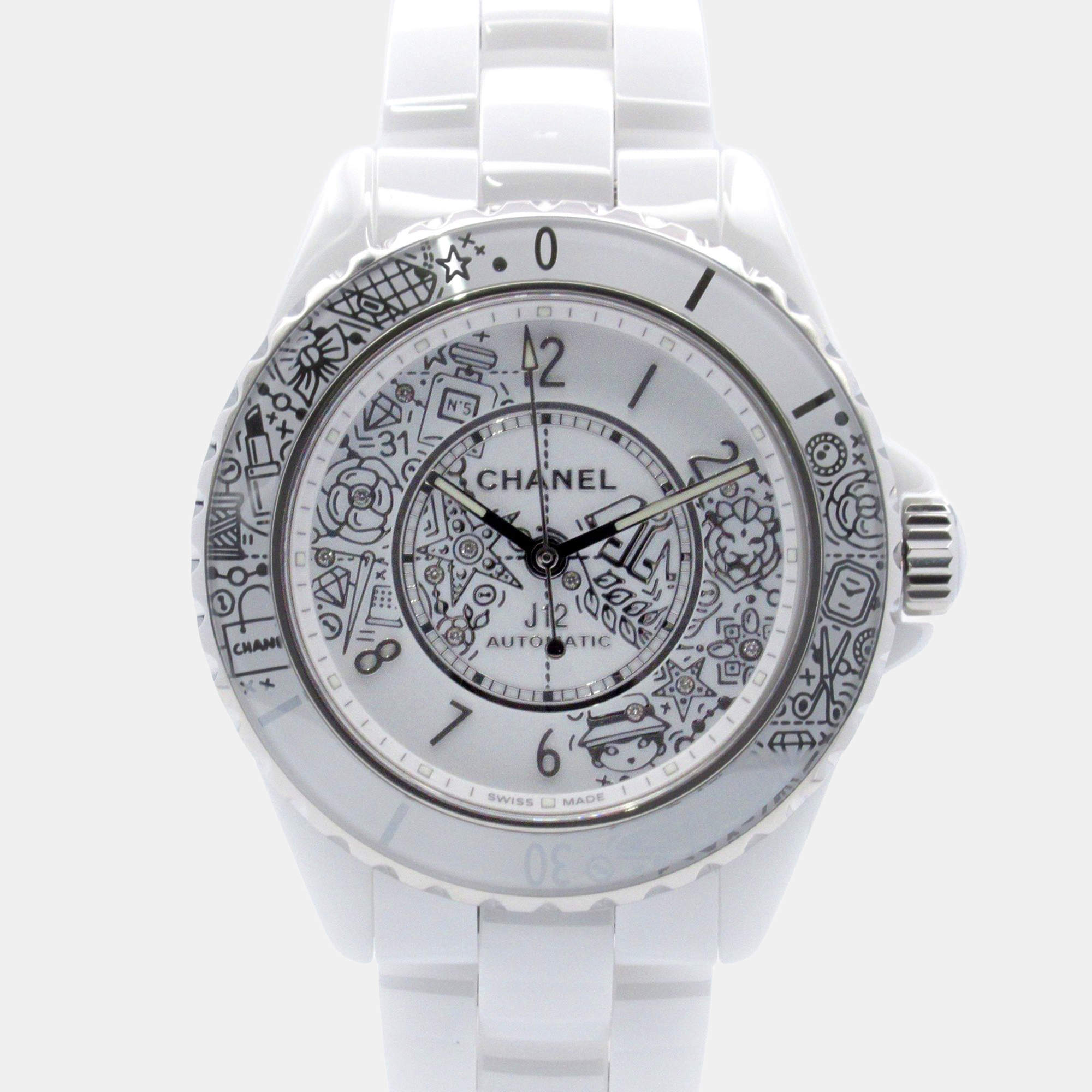 مملوكة مسبقًا Chanel J12 H6476 Automatic White Ceramic Women's Wristwatch 39 mm