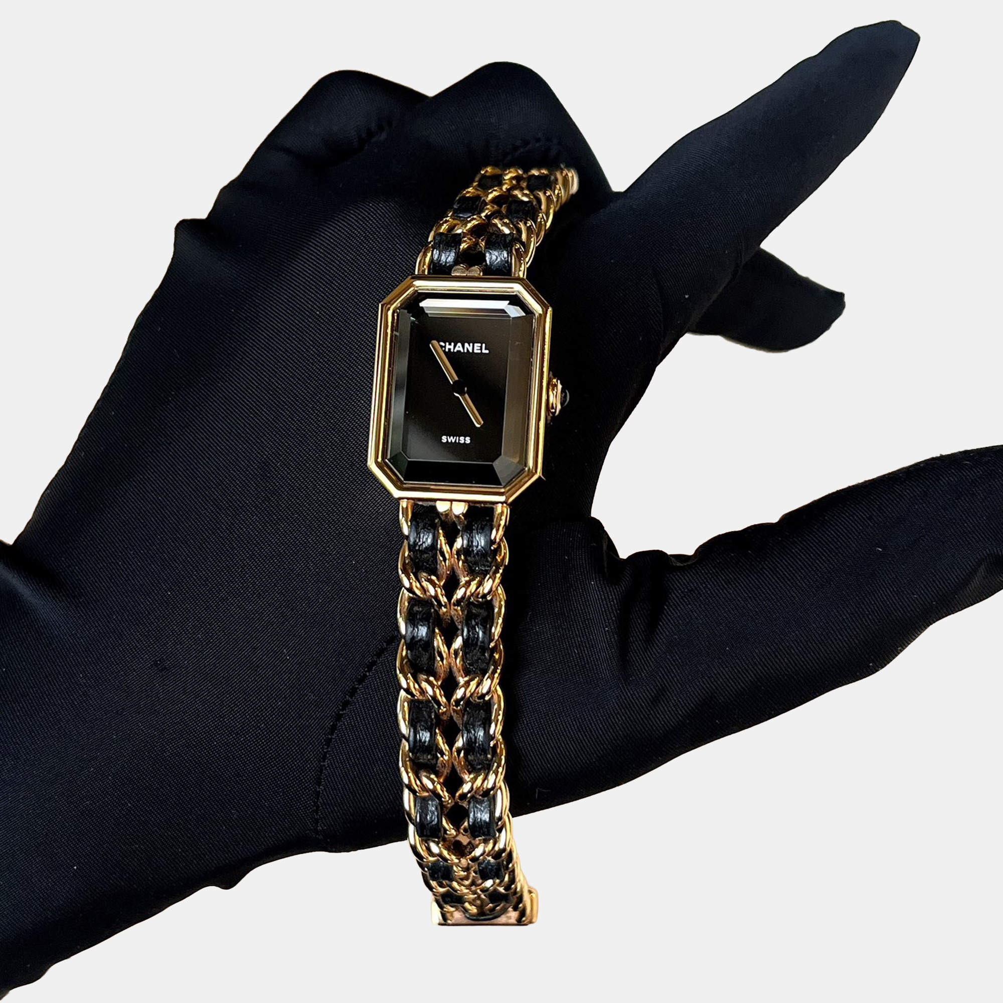 مملوكة مسبقًا Chanel Première H6951 Gold Metal Leather Women's Wristwatch 20 mm