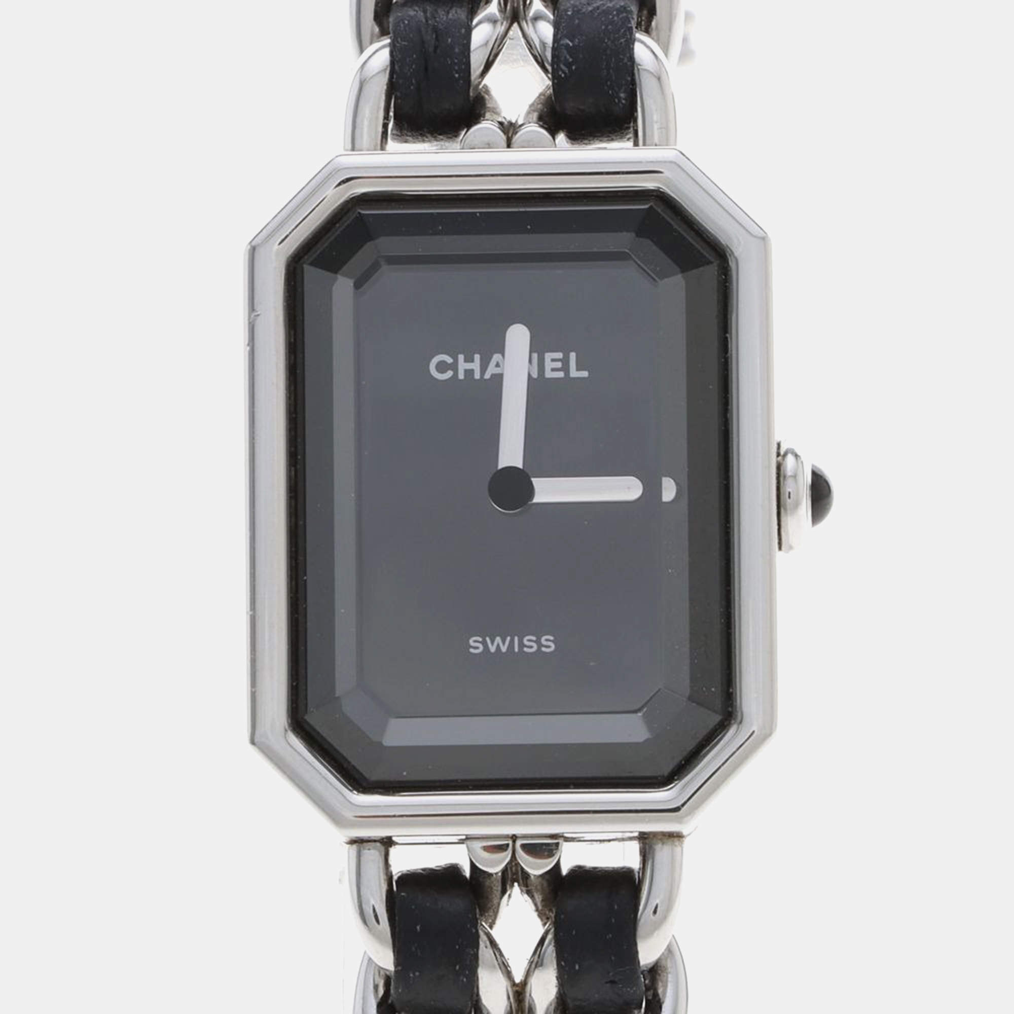 Pre Owned Chanel Premiere H7022 Black Stainless Steel Quartz Women's Wristwatch 20x26mm