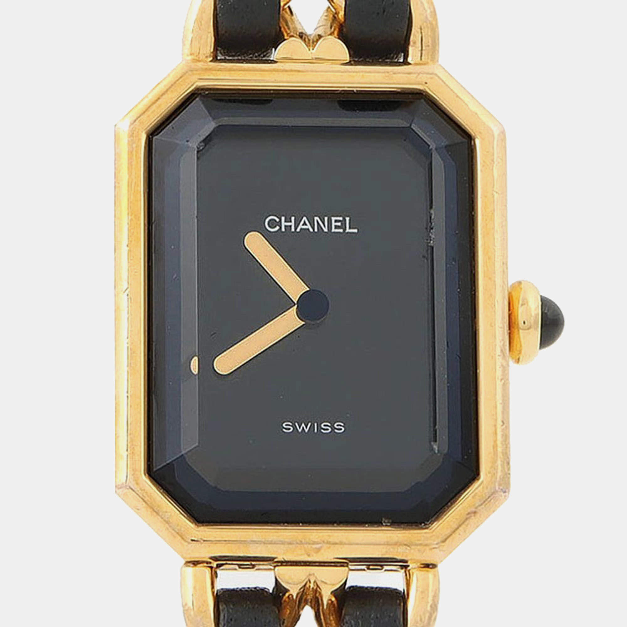 Pre Owned Chanel Premiere H0001 Black 18K Yellow Gold Plated, Stainless Steel Quartz Women's Watches 20x26mm