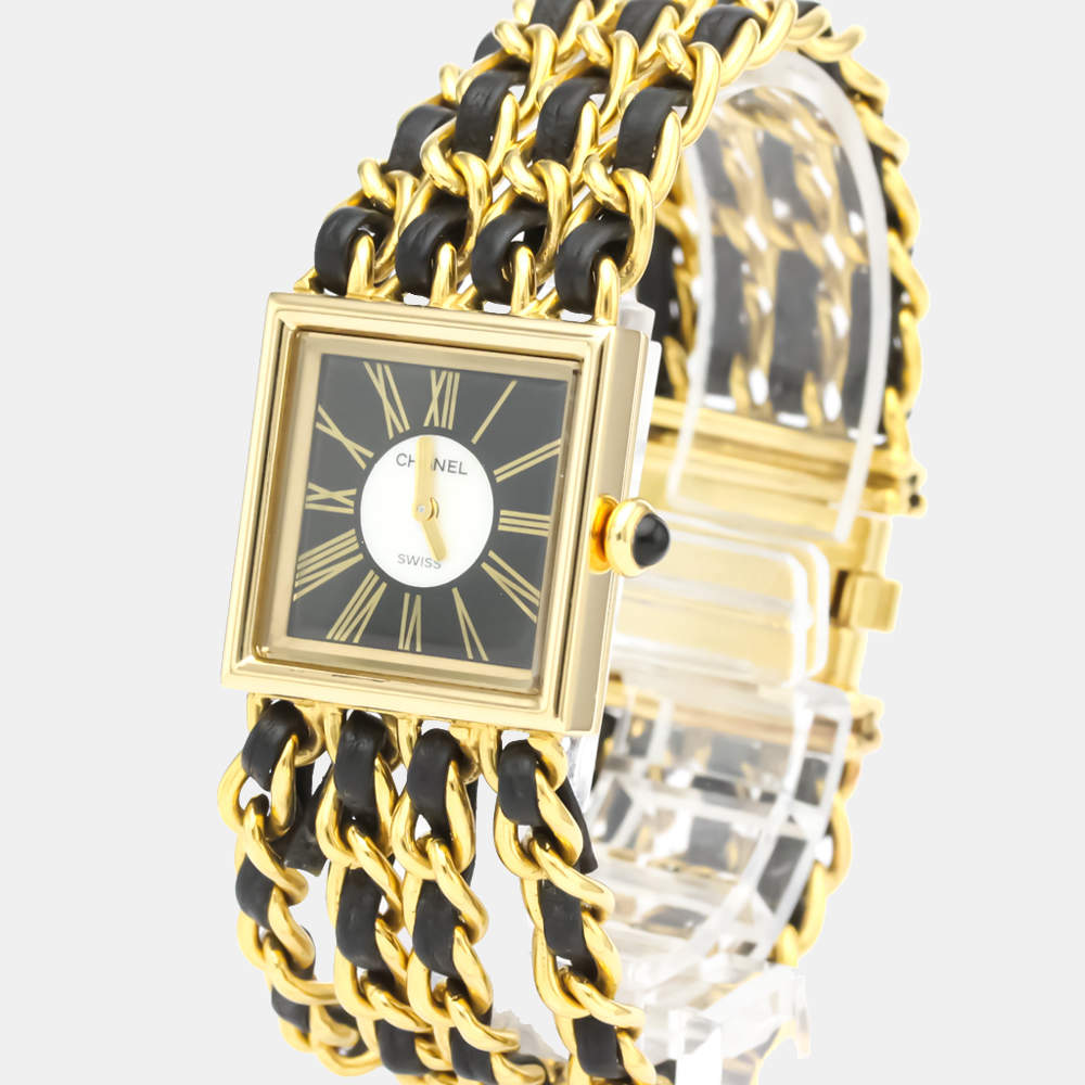 Pre Owned Chanel MOP 18K Yellow Gold Mademoiselle Quartz H0006 Women's Wristwatch 22 mm