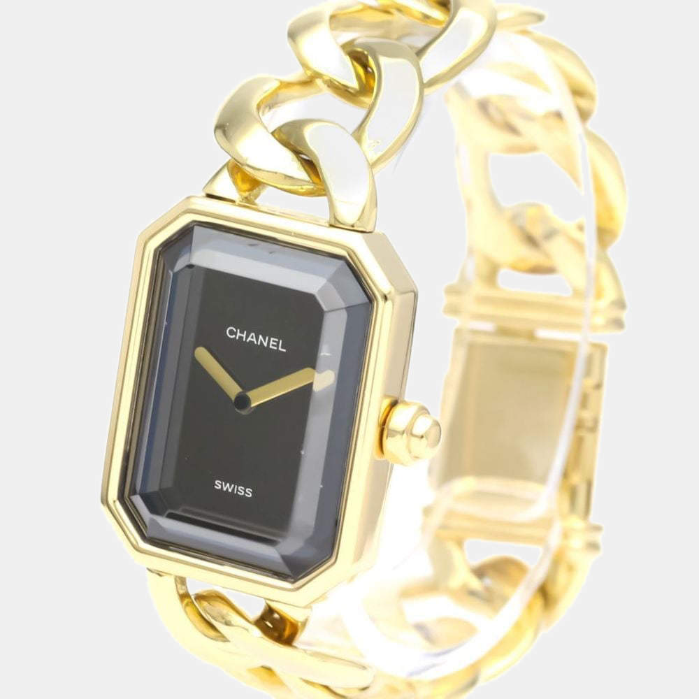 Chanel Black 18k Yellow Gold Premiere H0003 Quartz Women's Wristwatch 20 mm