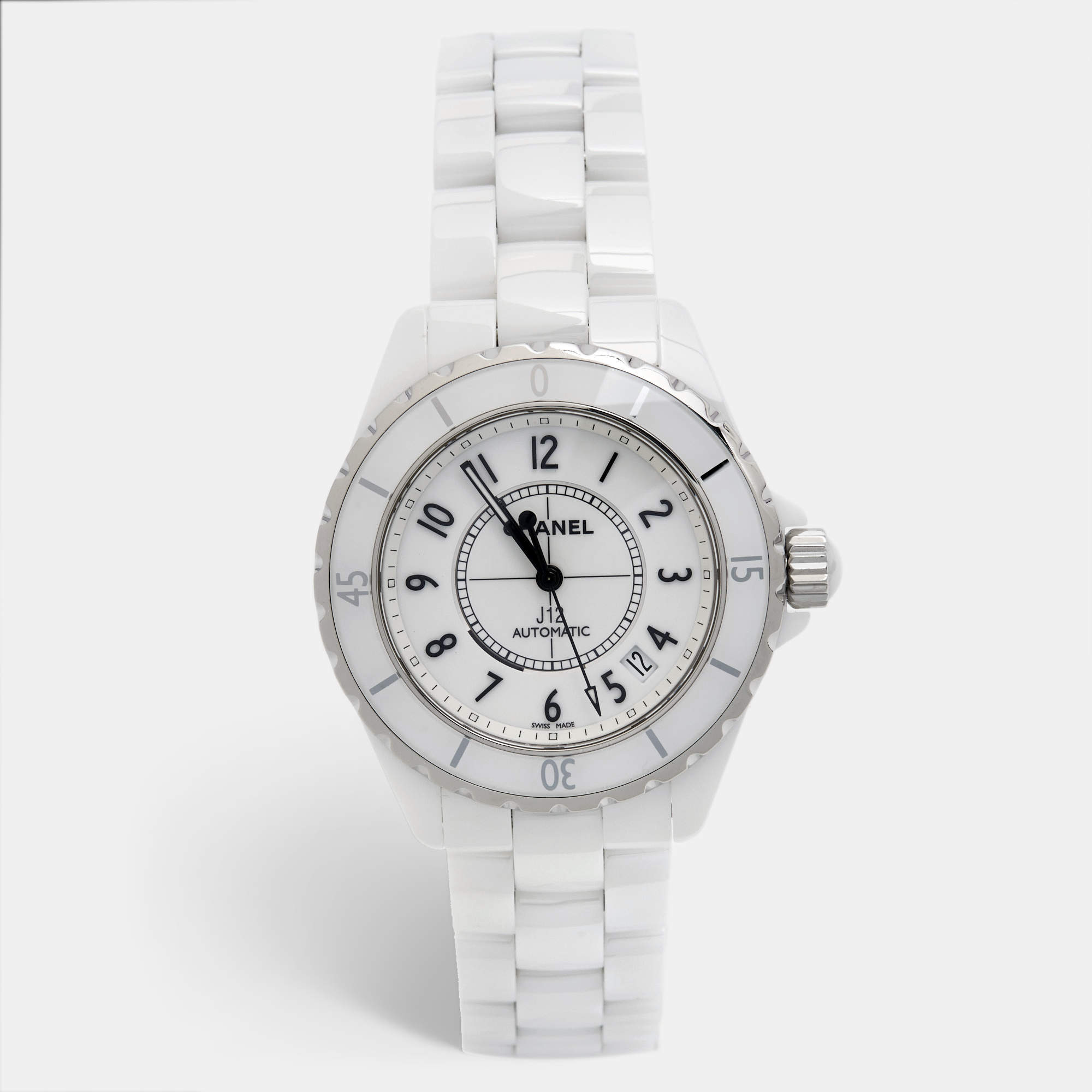 Chanel White Ceramic Stainless Steel J12 H0970 Women s Wristwatch 38 mm Chanel TLC