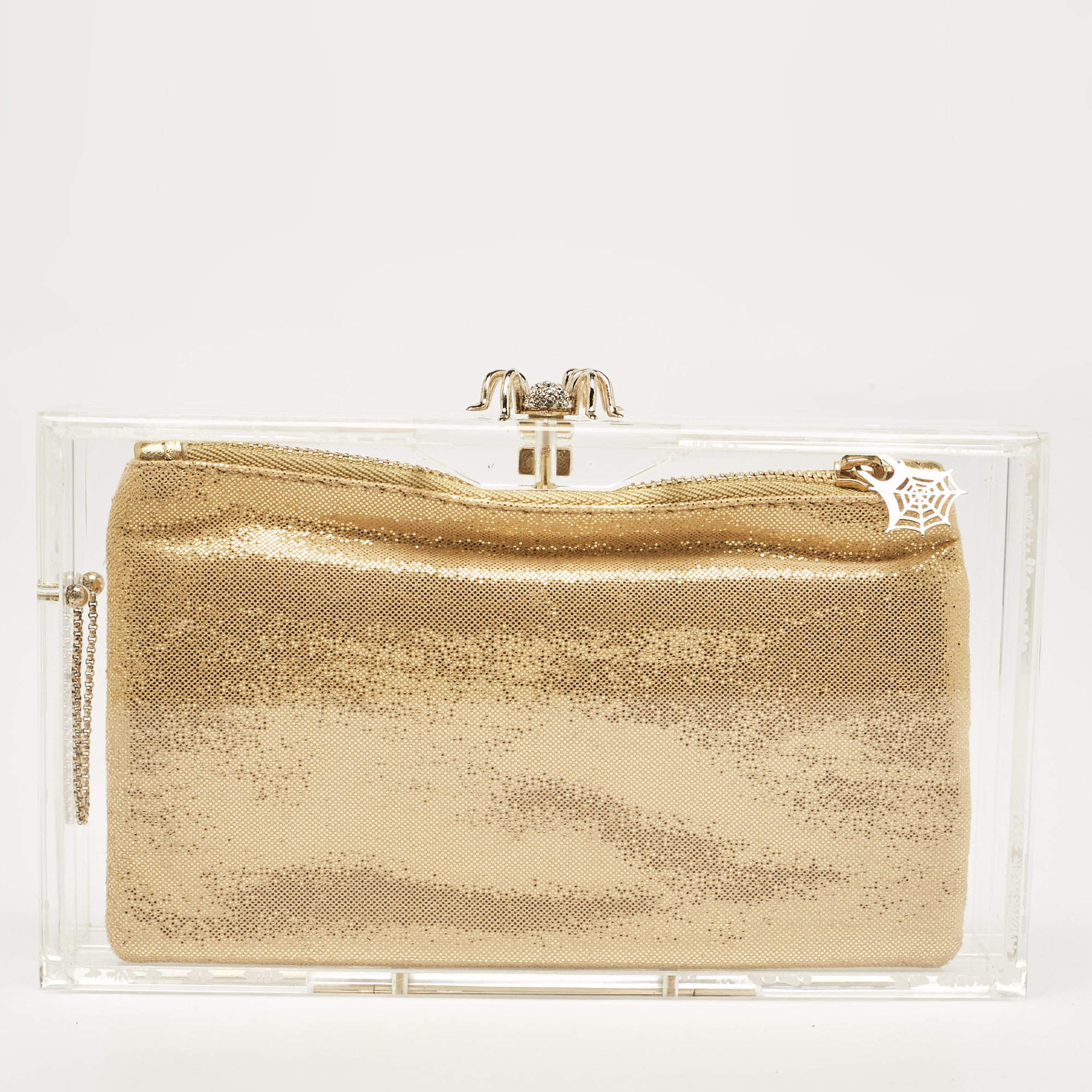 Pre Owned Charlotte Olympia Clear Perspex Pandora Spider Clutch