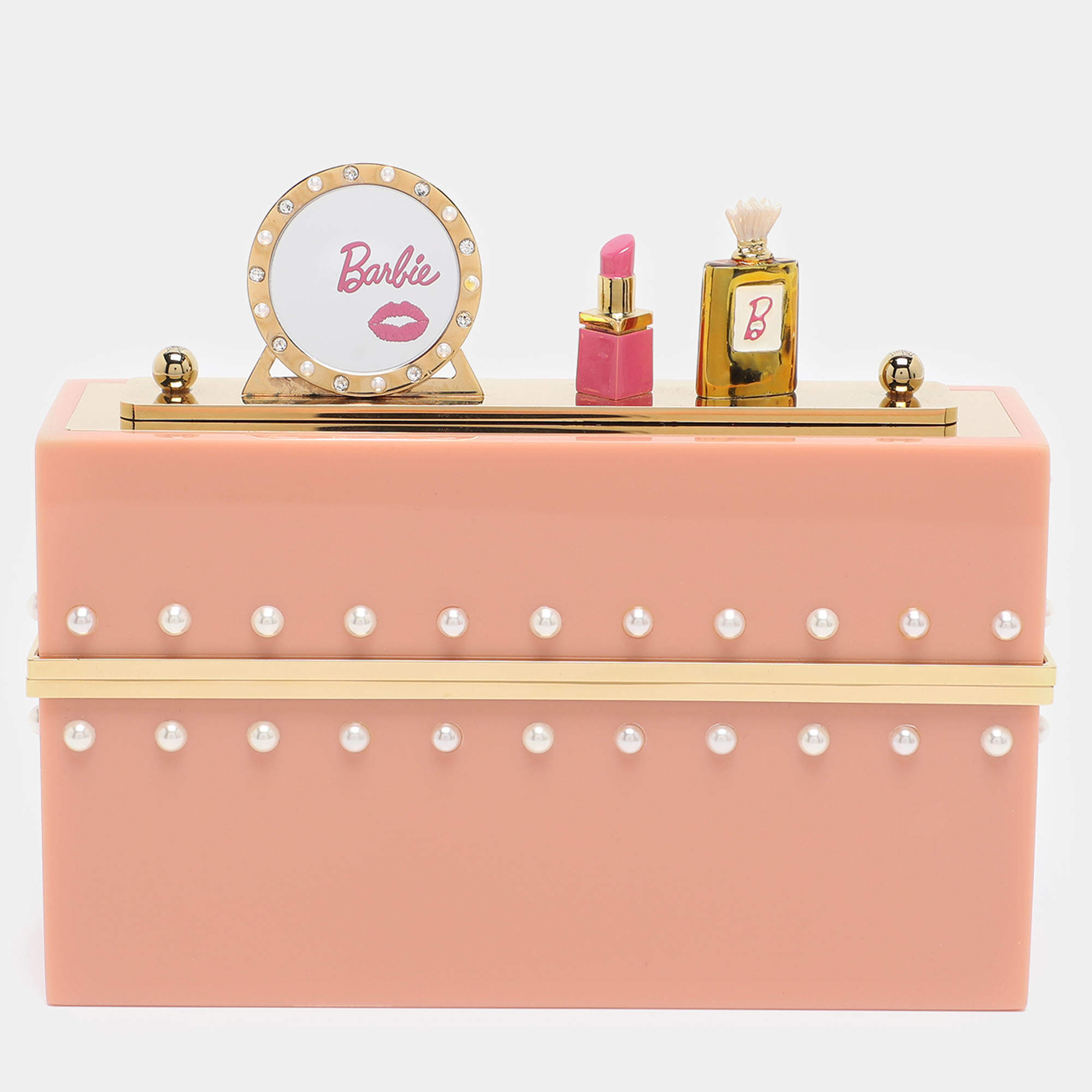Pre Owned Charlotte Olympia Pink Acrylic Barbie World Clutch