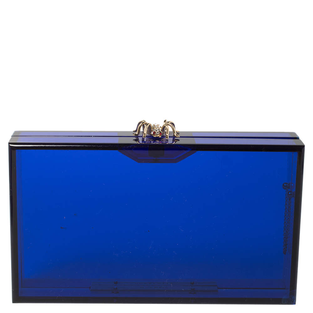 Pre Owned Charlotte Olympia Blue Perspex Pandora Classic Box Clutch
